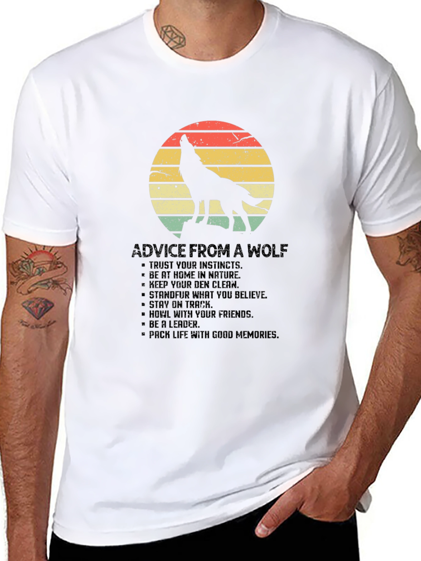Wolf Advice Graphic Tee - Mens Black T-Shirt