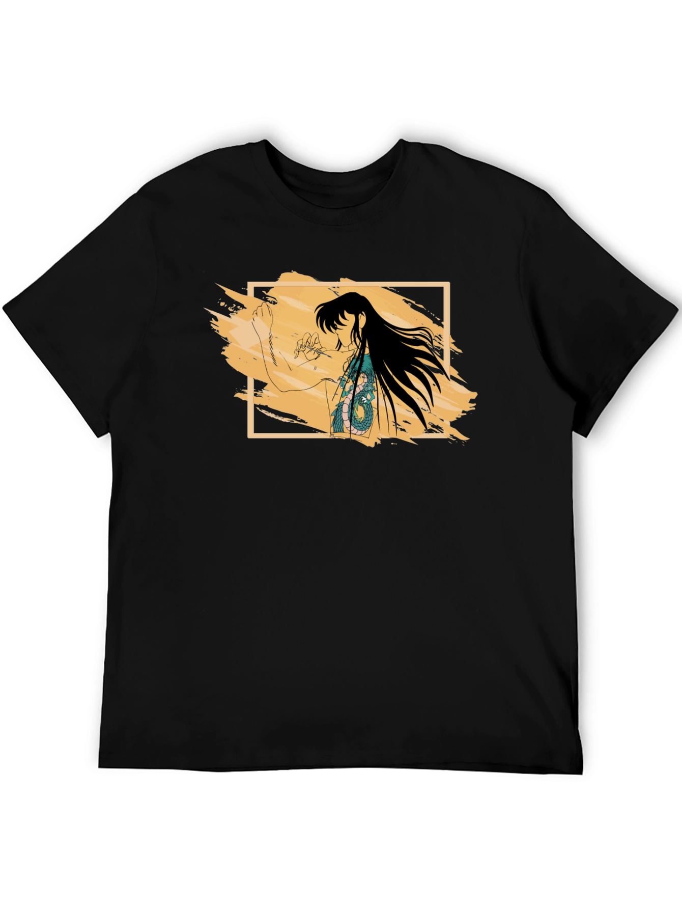 Anime Dragon Tattoo Graphic Black T-Shirt