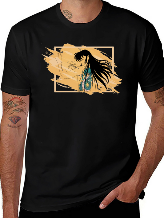 Anime Dragon Tattoo Graphic Black T-Shirt