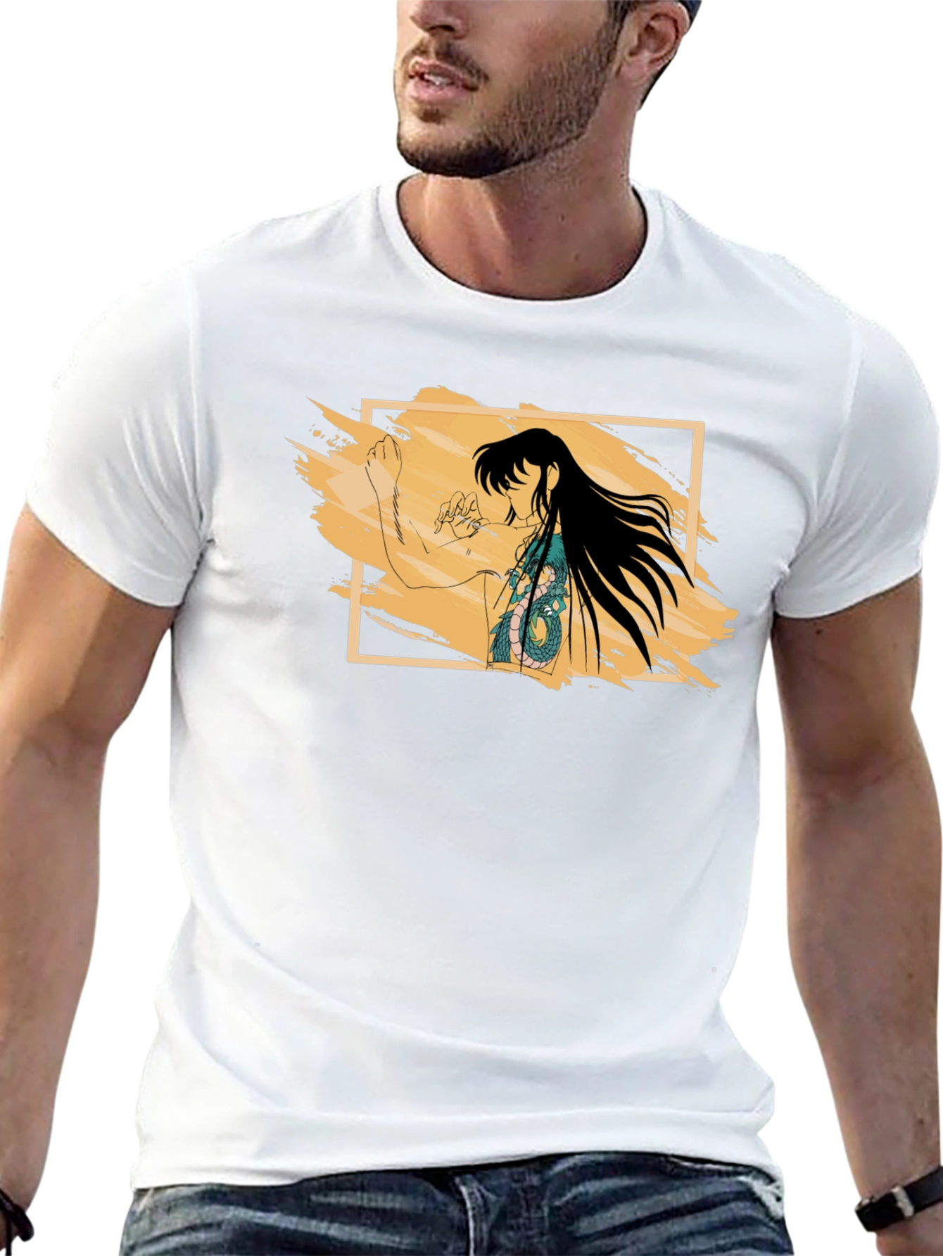 Anime Dragon Tattoo Graphic Black T-Shirt