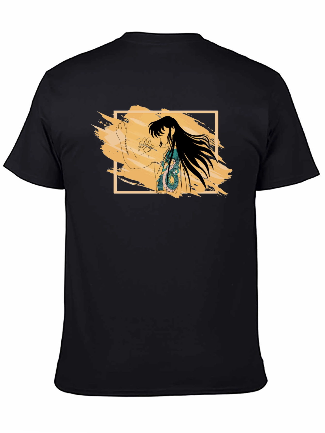 Anime Dragon Tattoo Graphic Black T-Shirt