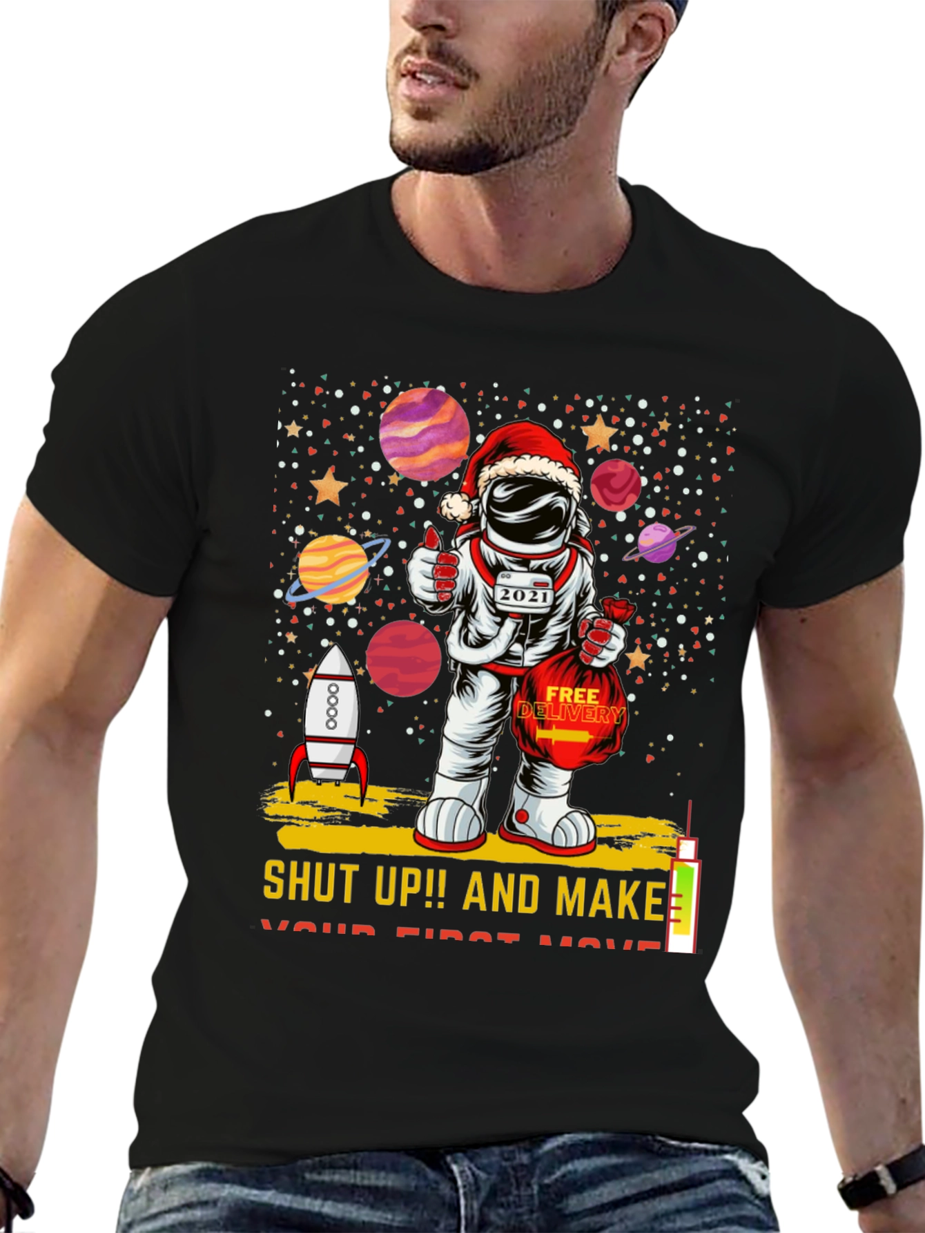 Astronaut Santa T-Shirt: Holiday Space Gift