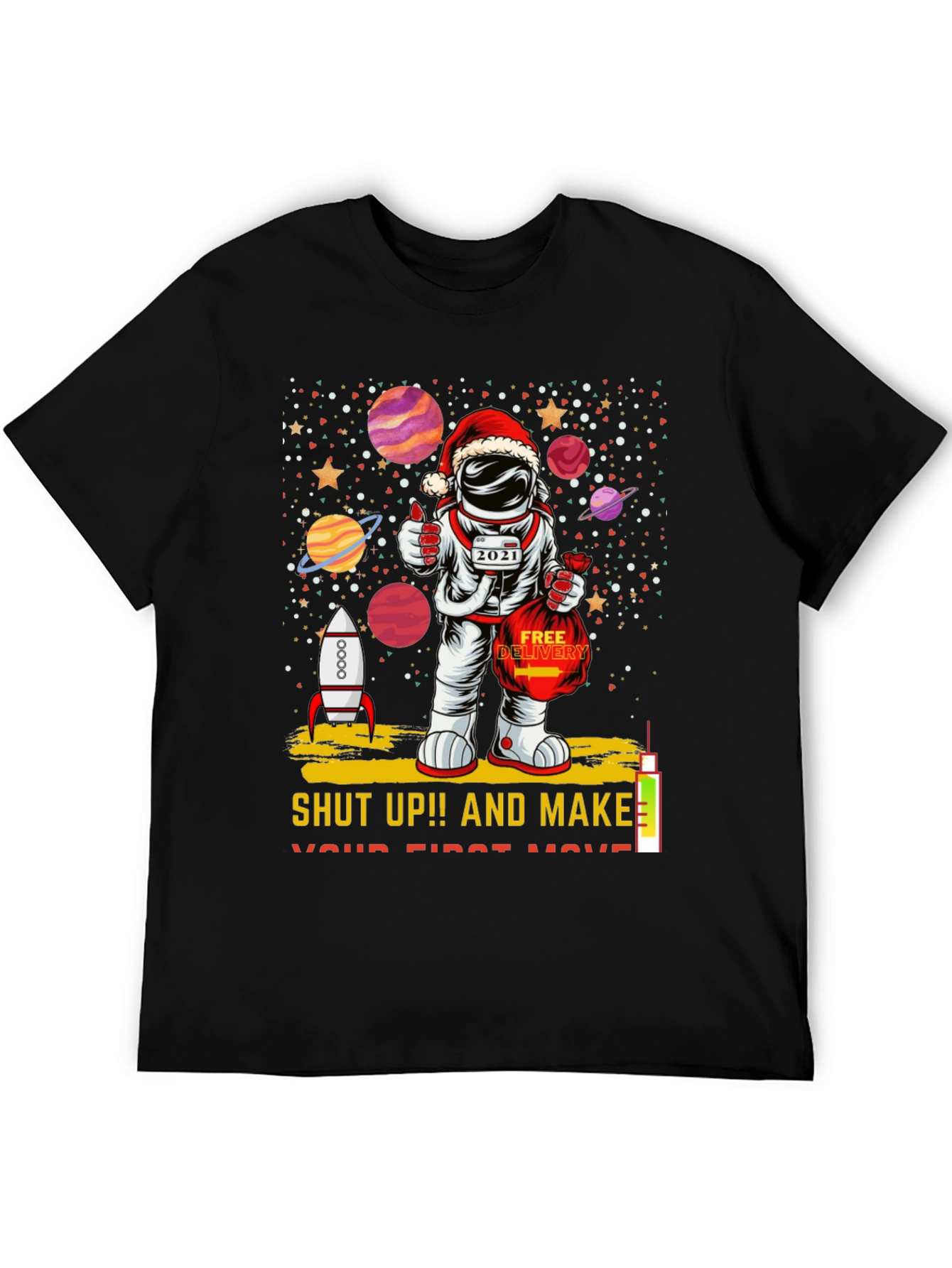 Astronaut Santa T-Shirt: Holiday Space Gift