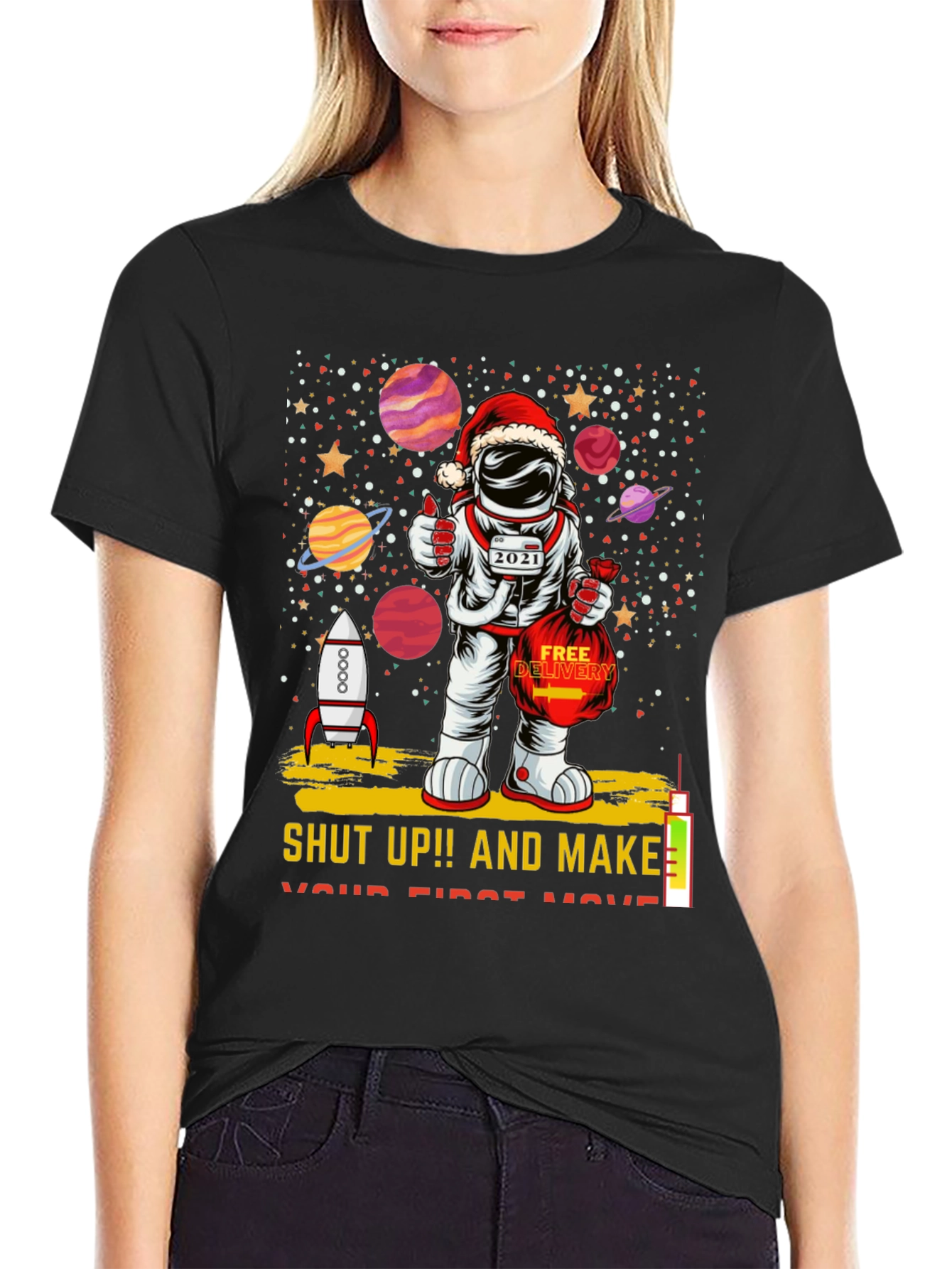 Astronaut Santa T-Shirt: Holiday Space Gift