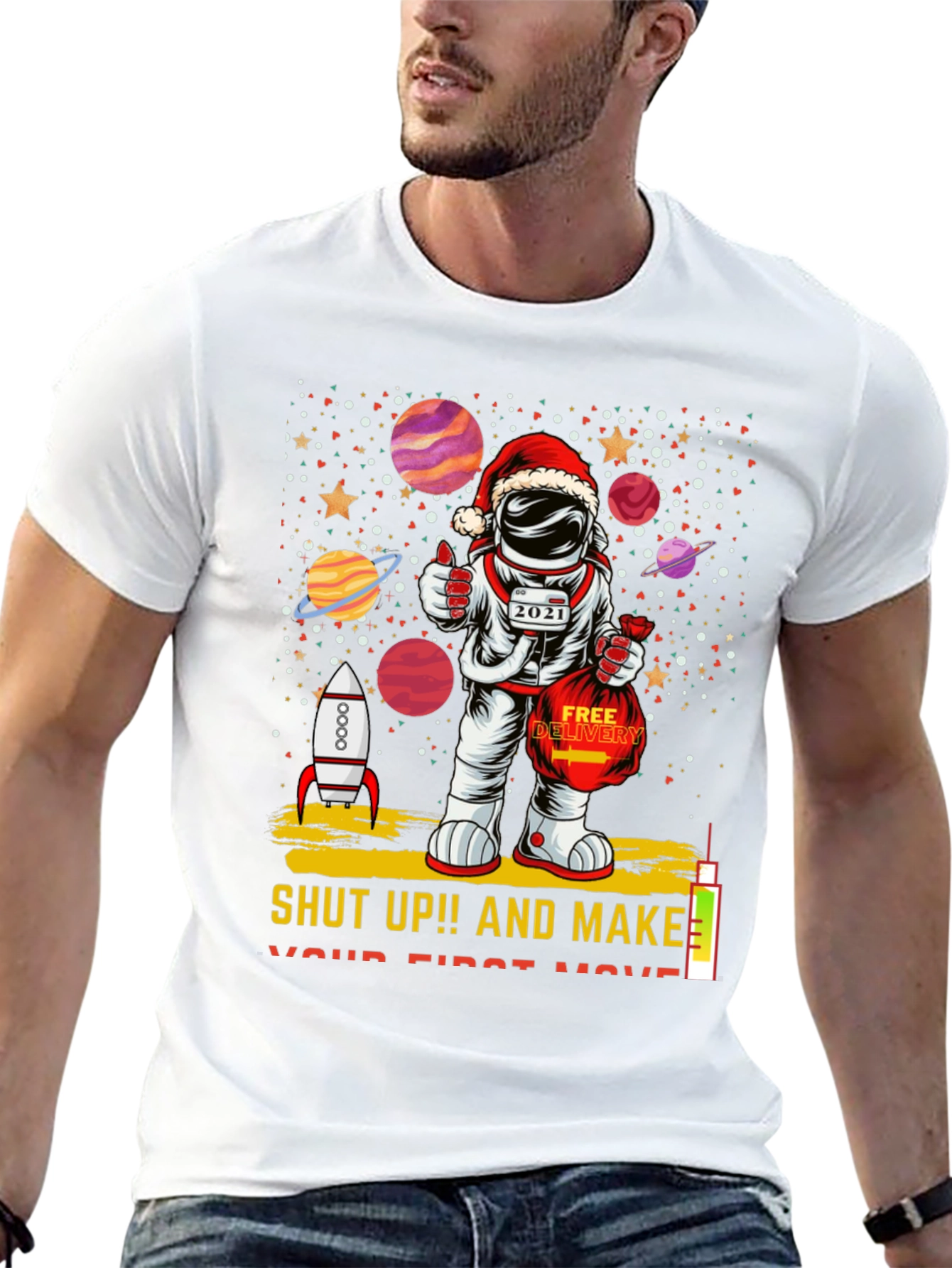 Astronaut Santa T-Shirt: Holiday Space Gift