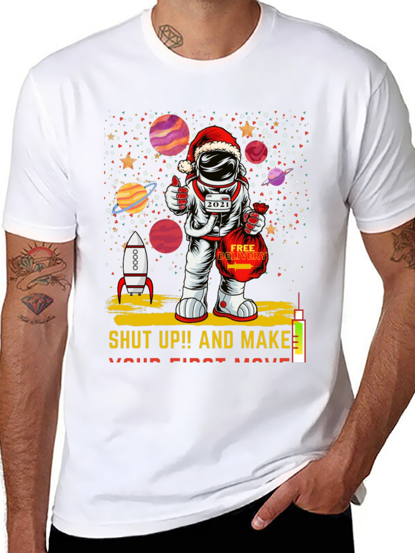 Astronaut Santa T-Shirt: Holiday Space Gift