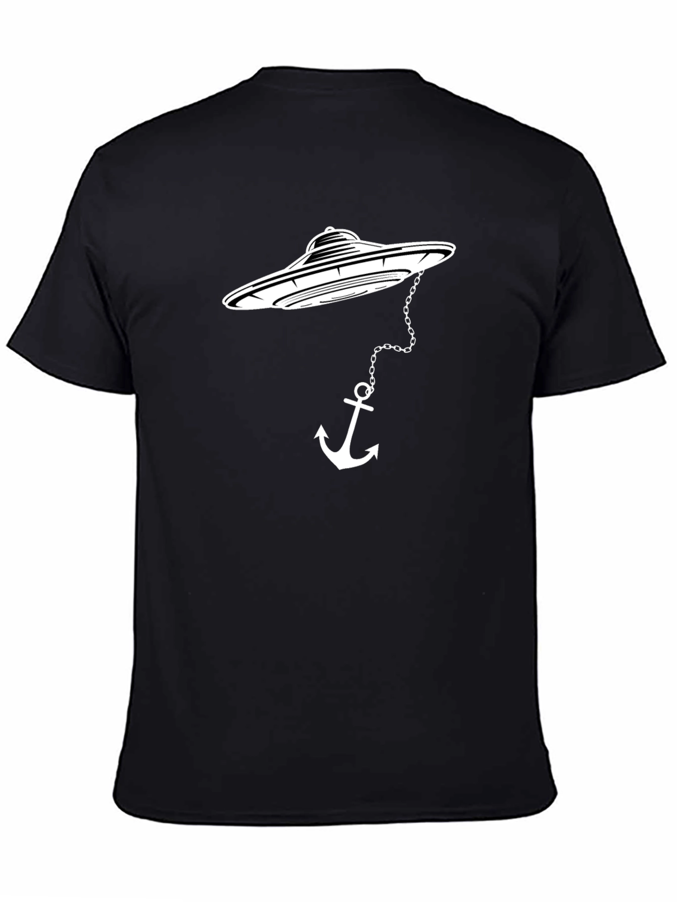 UFO Anchor Graphic Tee - Black Cotton T-Shirt