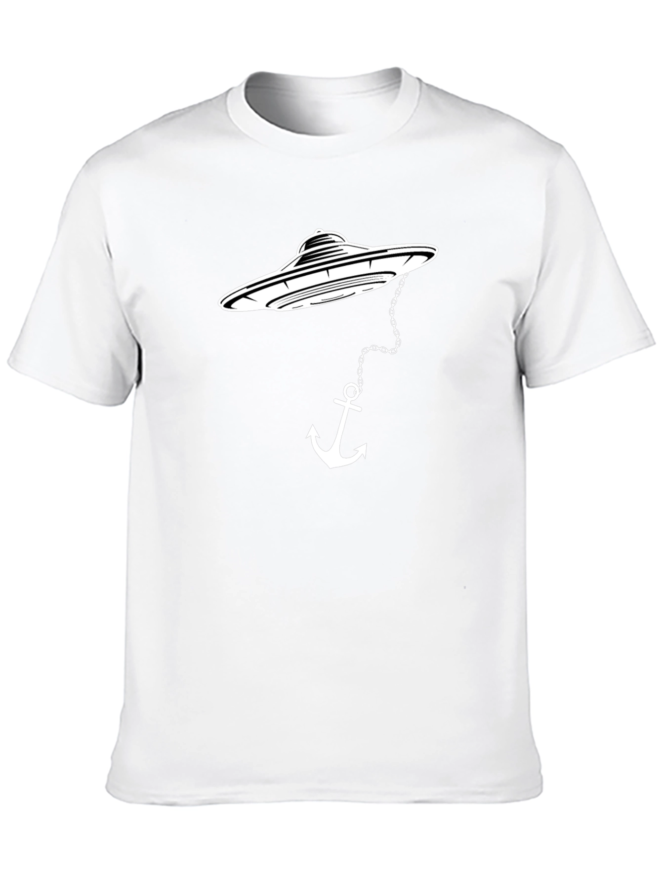 UFO Anchor Graphic Tee - Black Cotton T-Shirt
