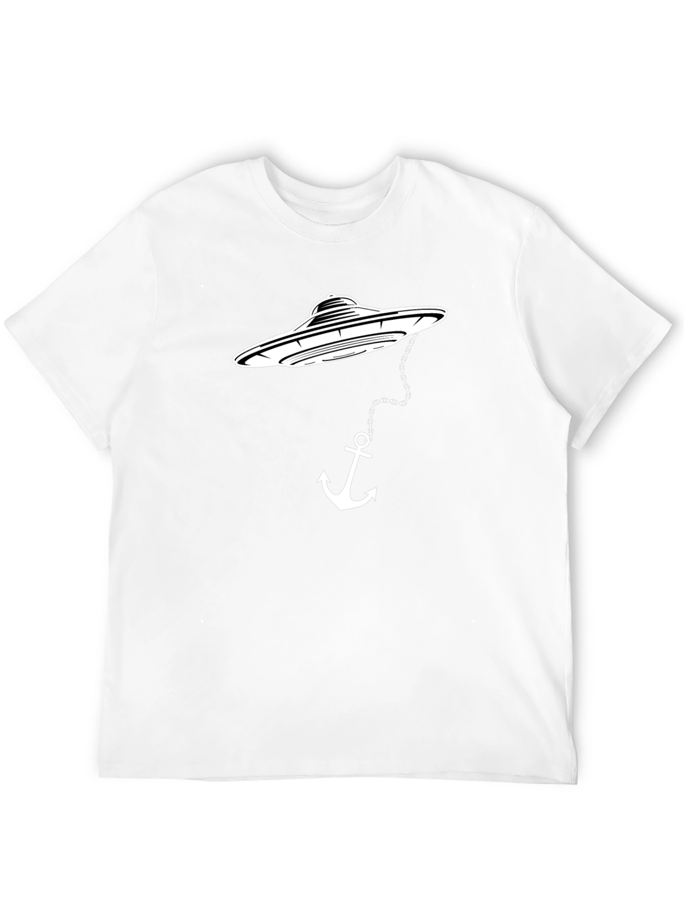 UFO Anchor Graphic Tee - Black Cotton T-Shirt