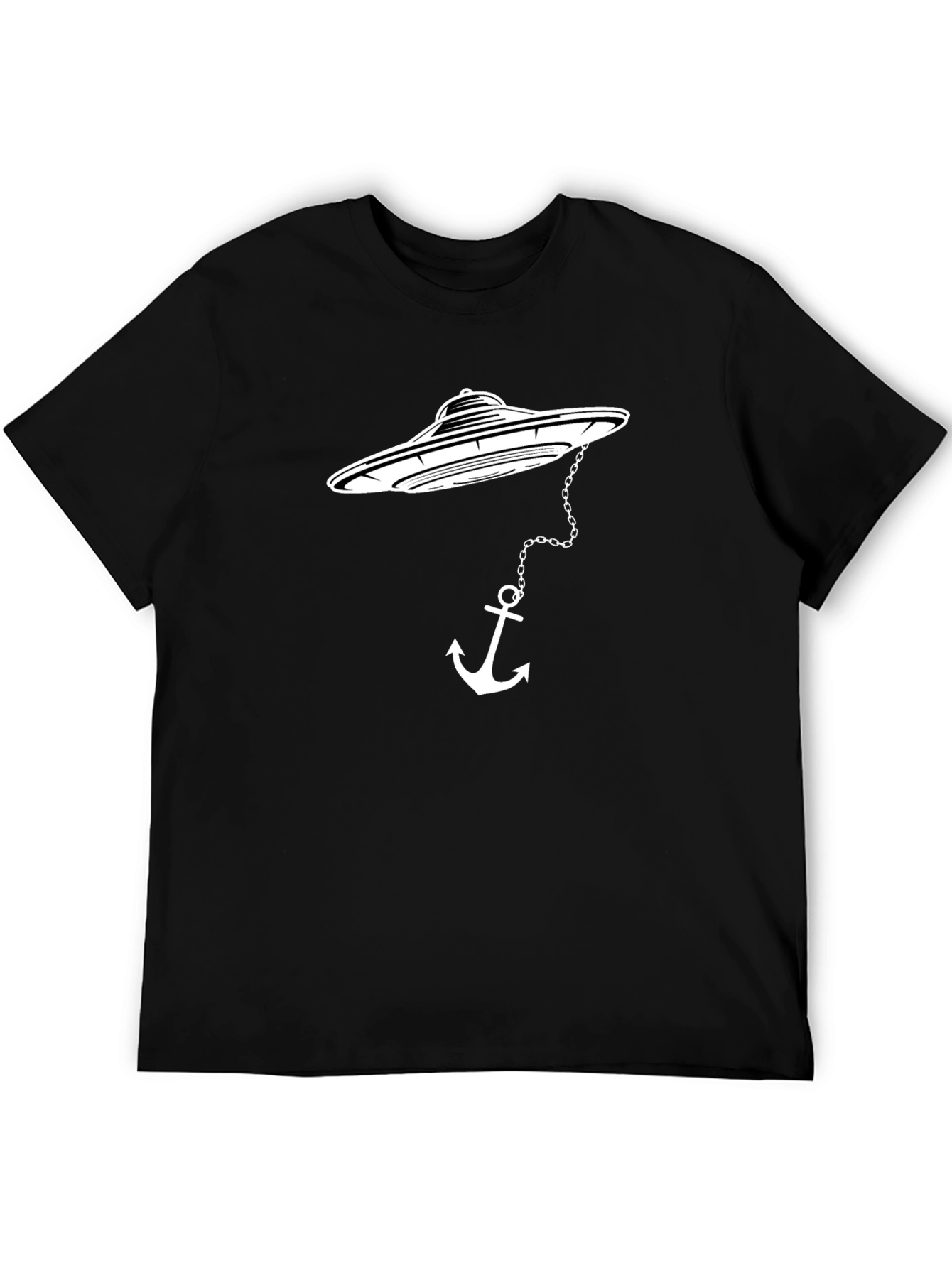 UFO Anchor Graphic Tee - Black Cotton T-Shirt