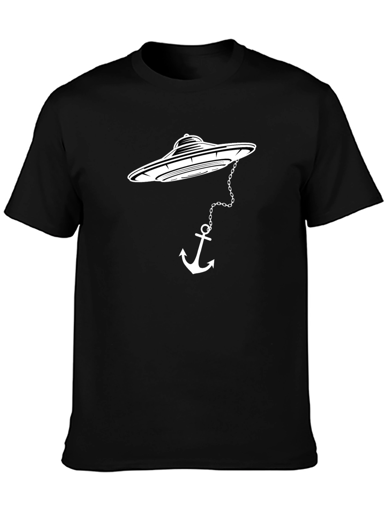 UFO Anchor Graphic Tee - Black Cotton T-Shirt