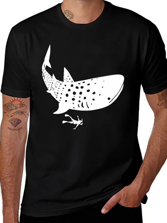 Whale Shark Diver Graphic T-Shirt - Black