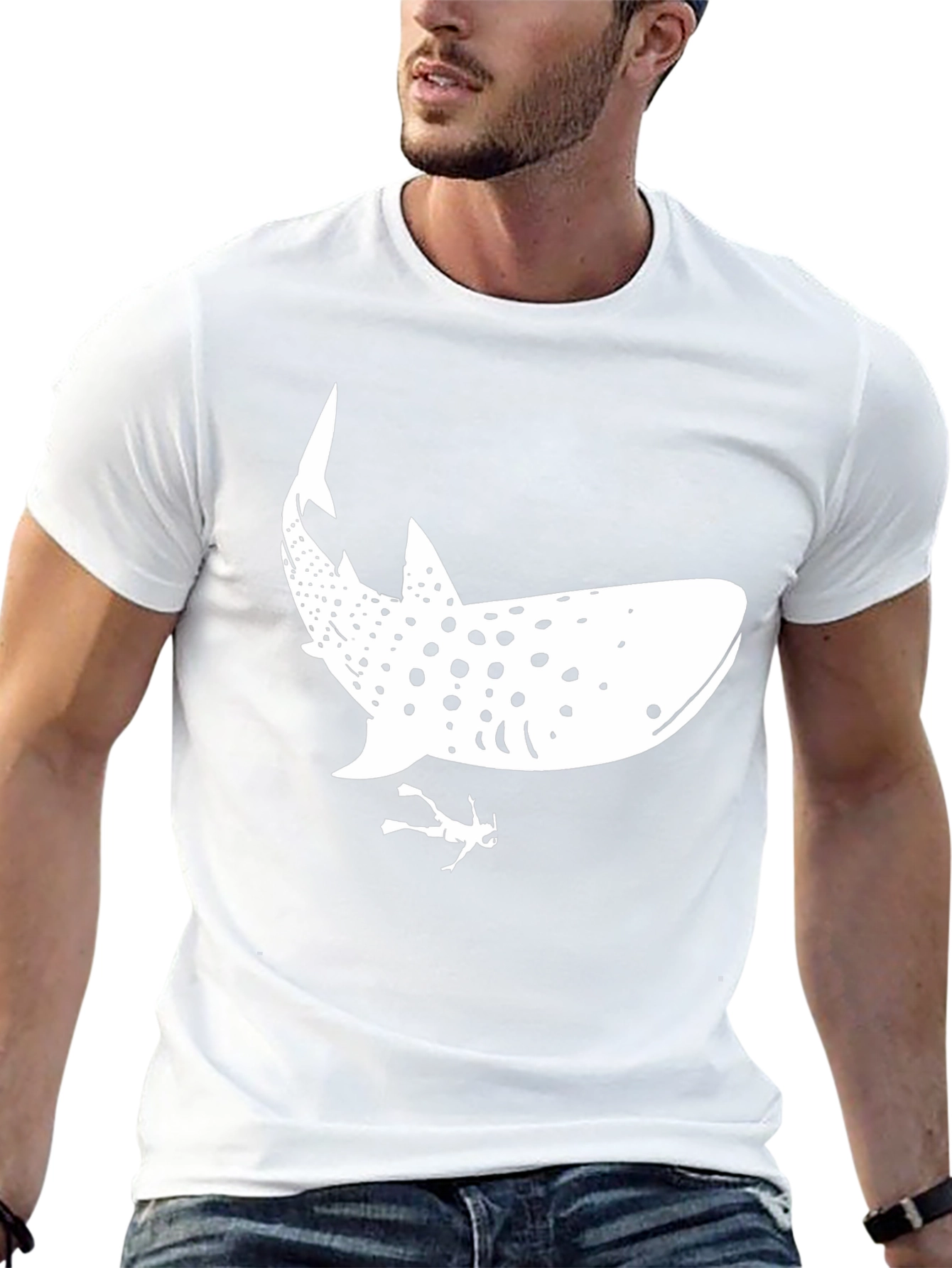 Whale Shark Diver Graphic T-Shirt - Black