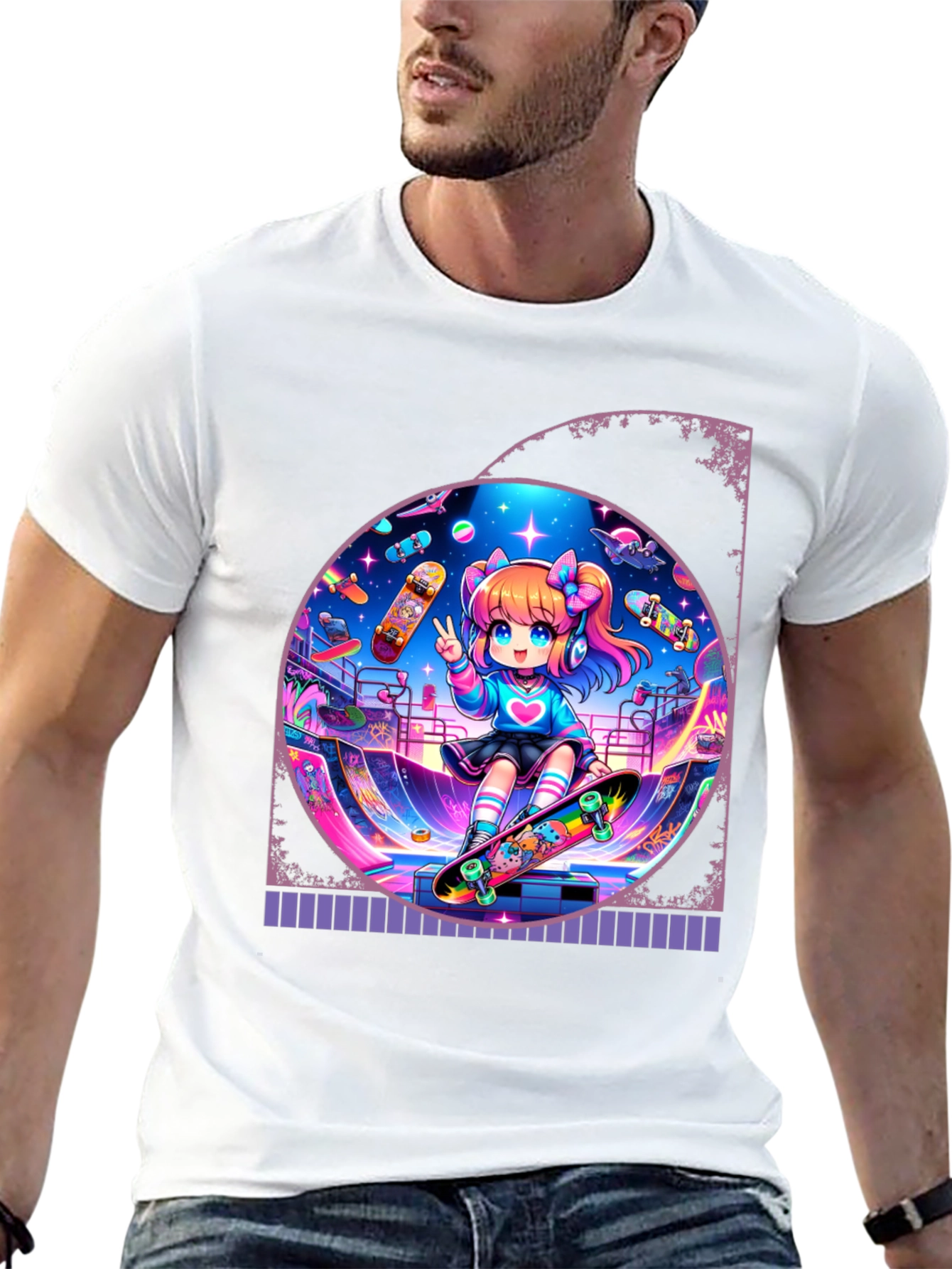 Anime Skater Girl Graphic Tee - Cool and Fun!