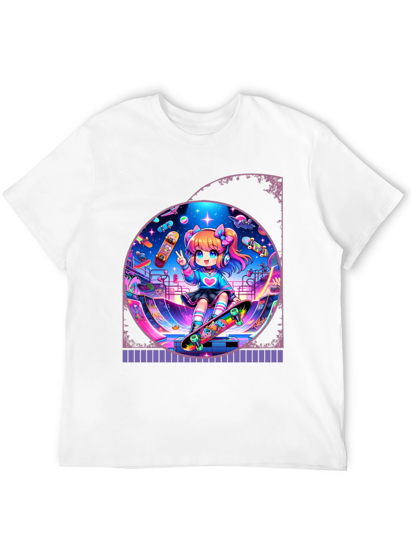 Anime Skater Girl Graphic Tee - Cool and Fun!