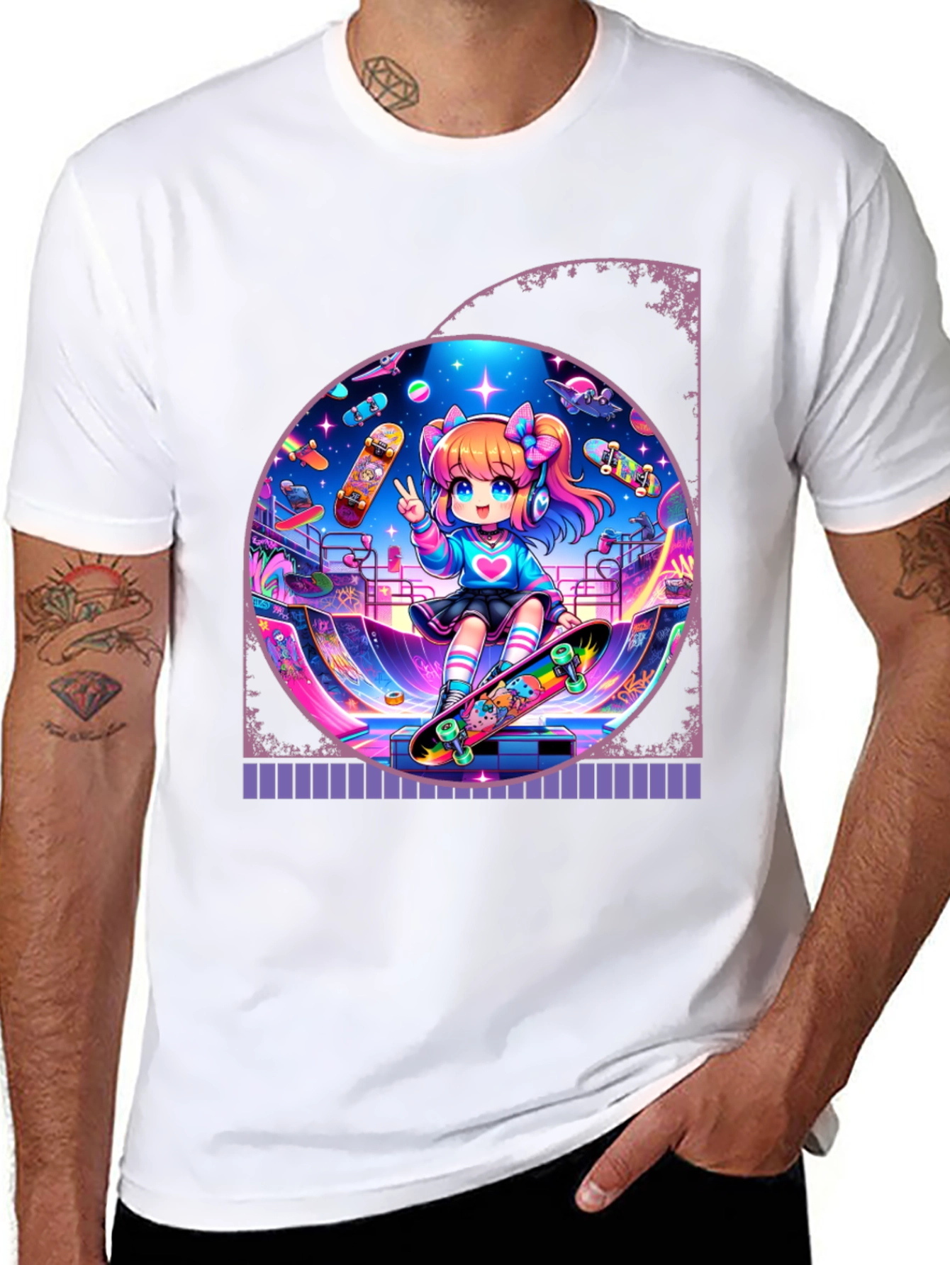 Anime Skater Girl Graphic Tee - Cool and Fun!