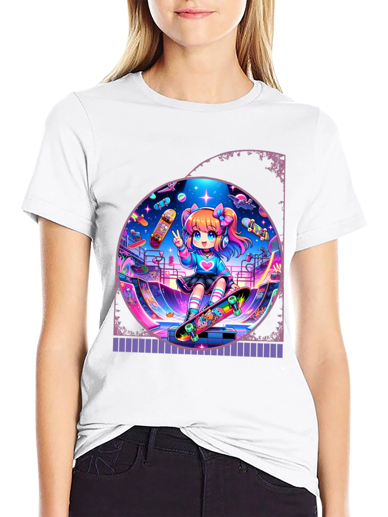 Anime Skater Girl Graphic Tee - Cool and Fun!