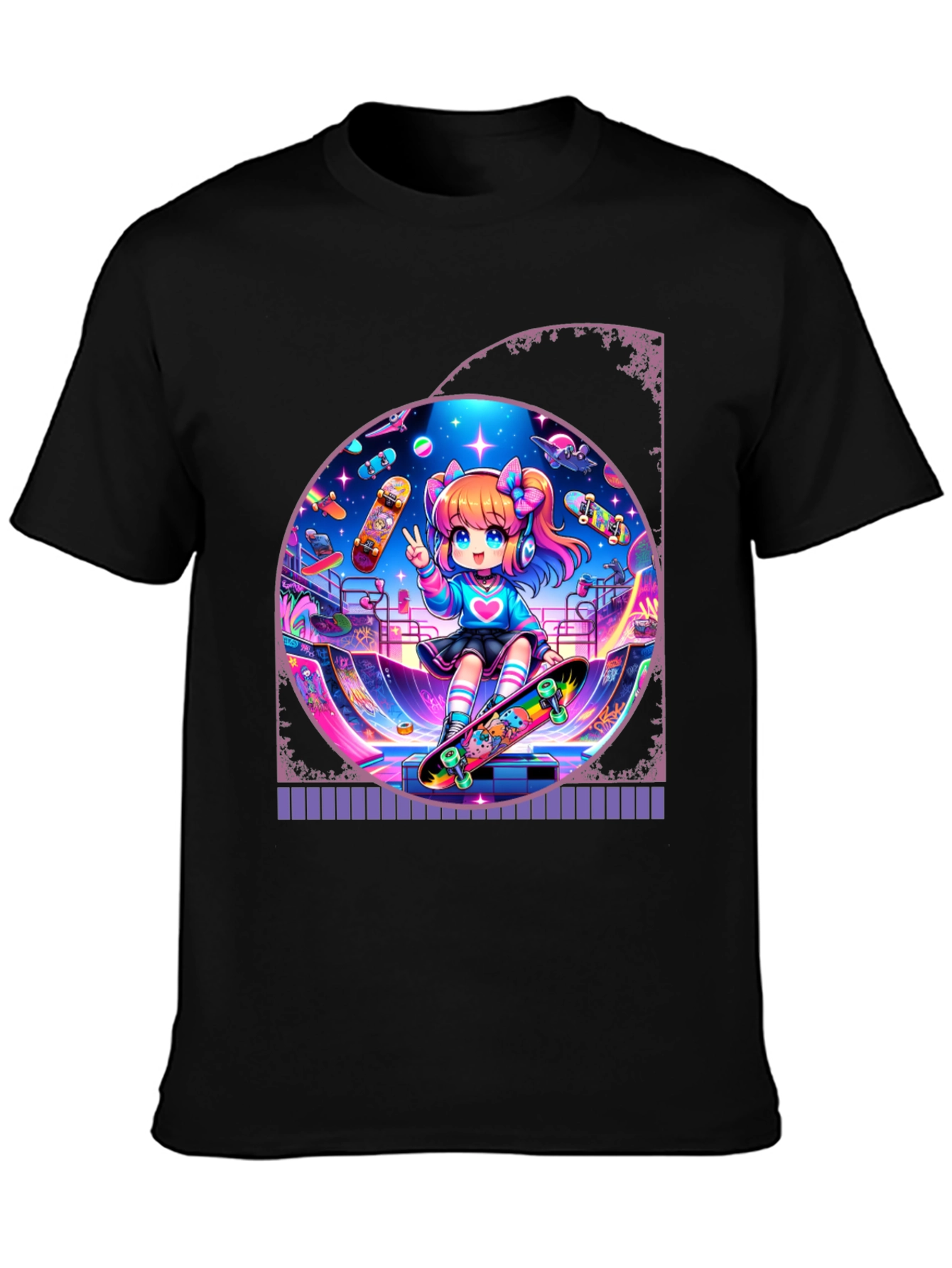 Anime Skater Girl Graphic Tee - Cool and Fun!
