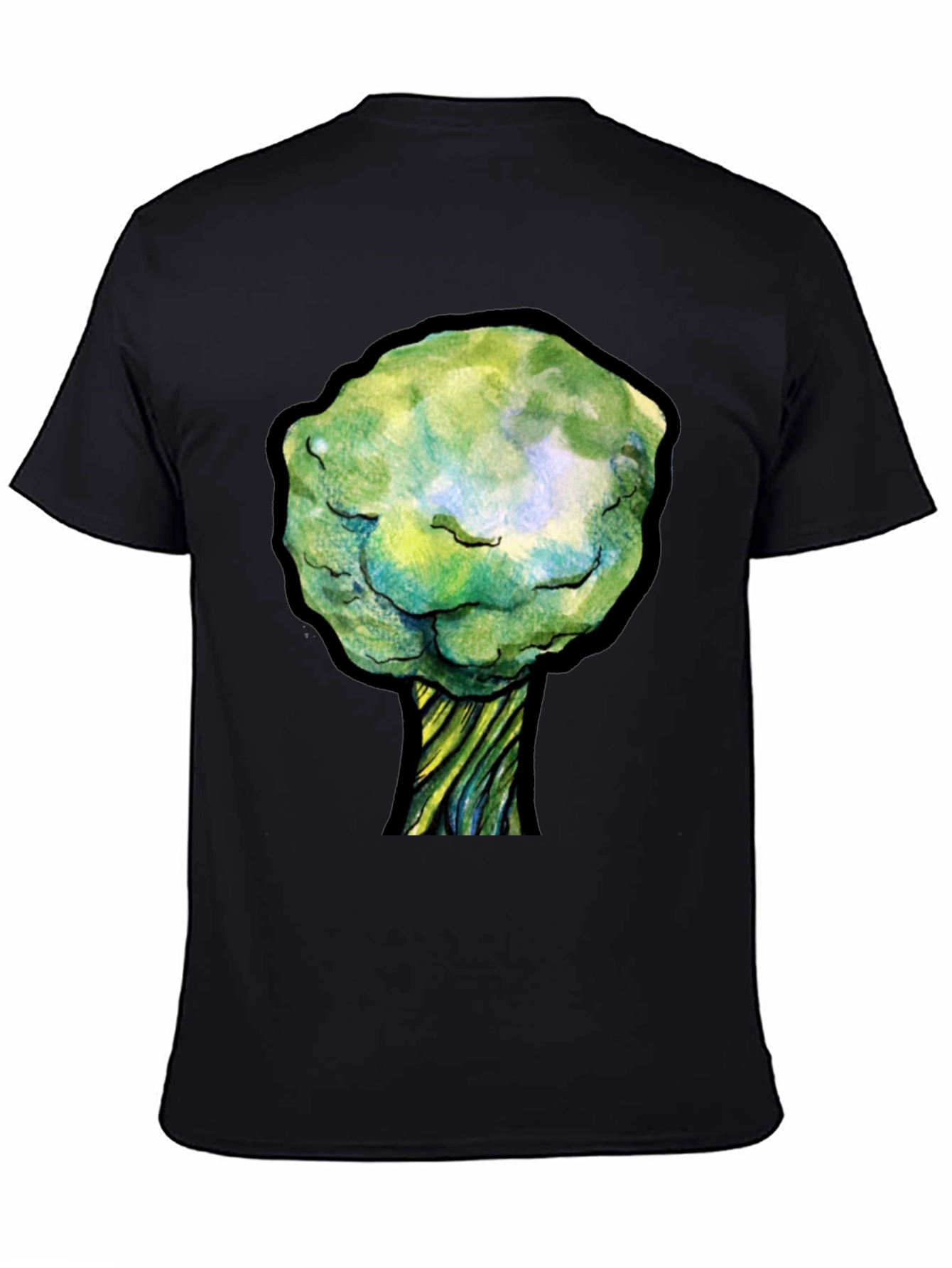 Unique Tree Graphic Black T-Shirt
