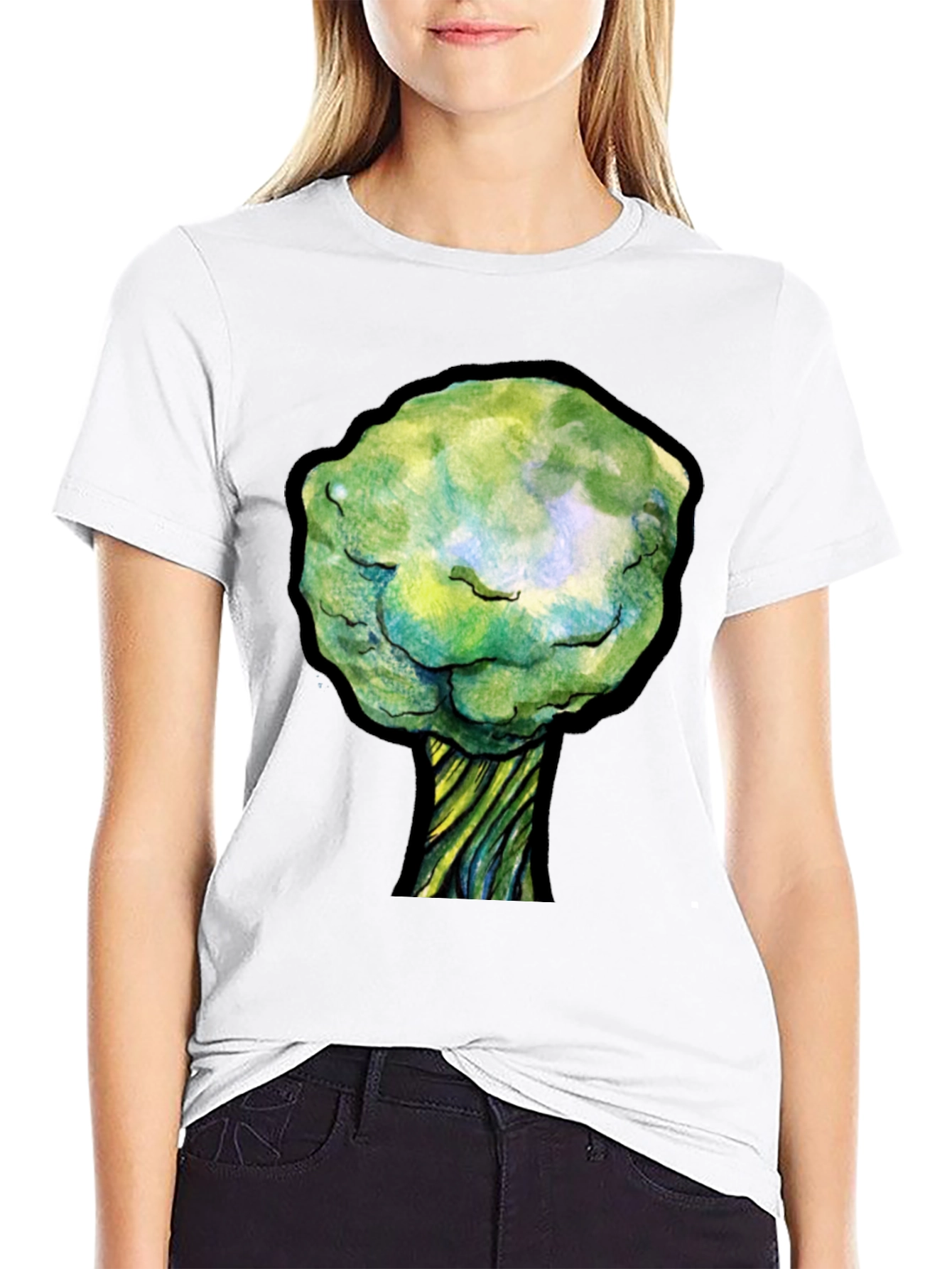 Unique Tree Graphic Black T-Shirt