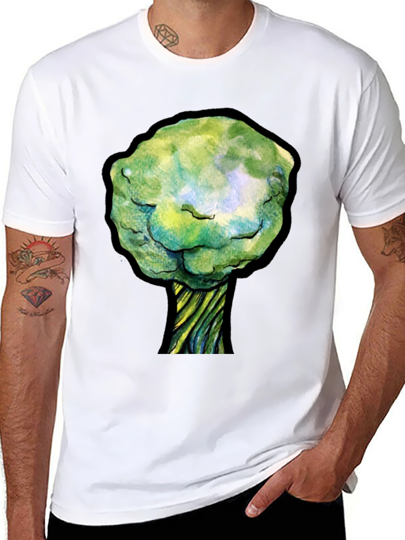 Unique Tree Graphic Black T-Shirt