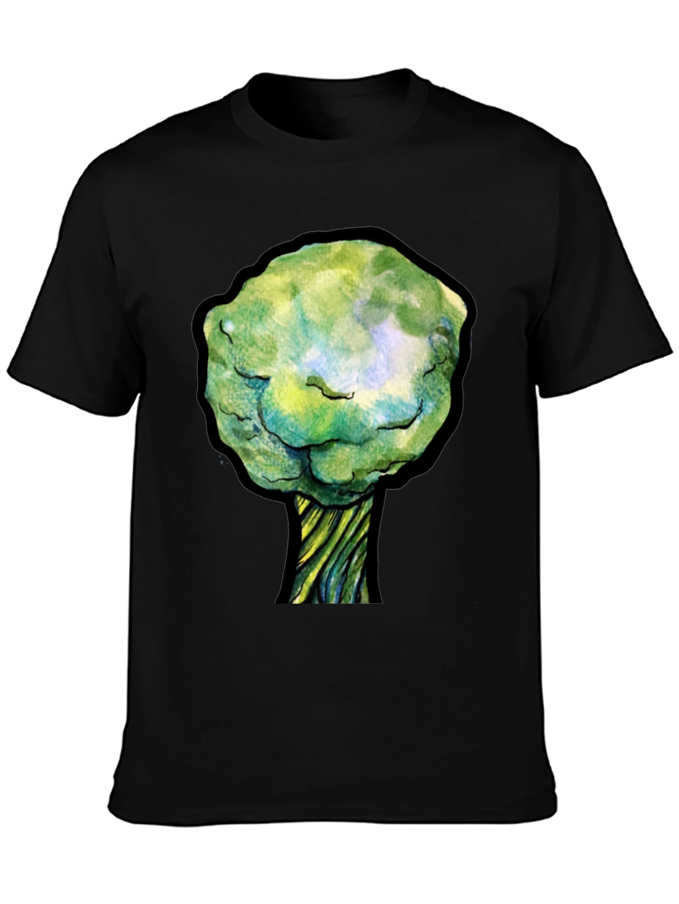 Unique Tree Graphic Black T-Shirt