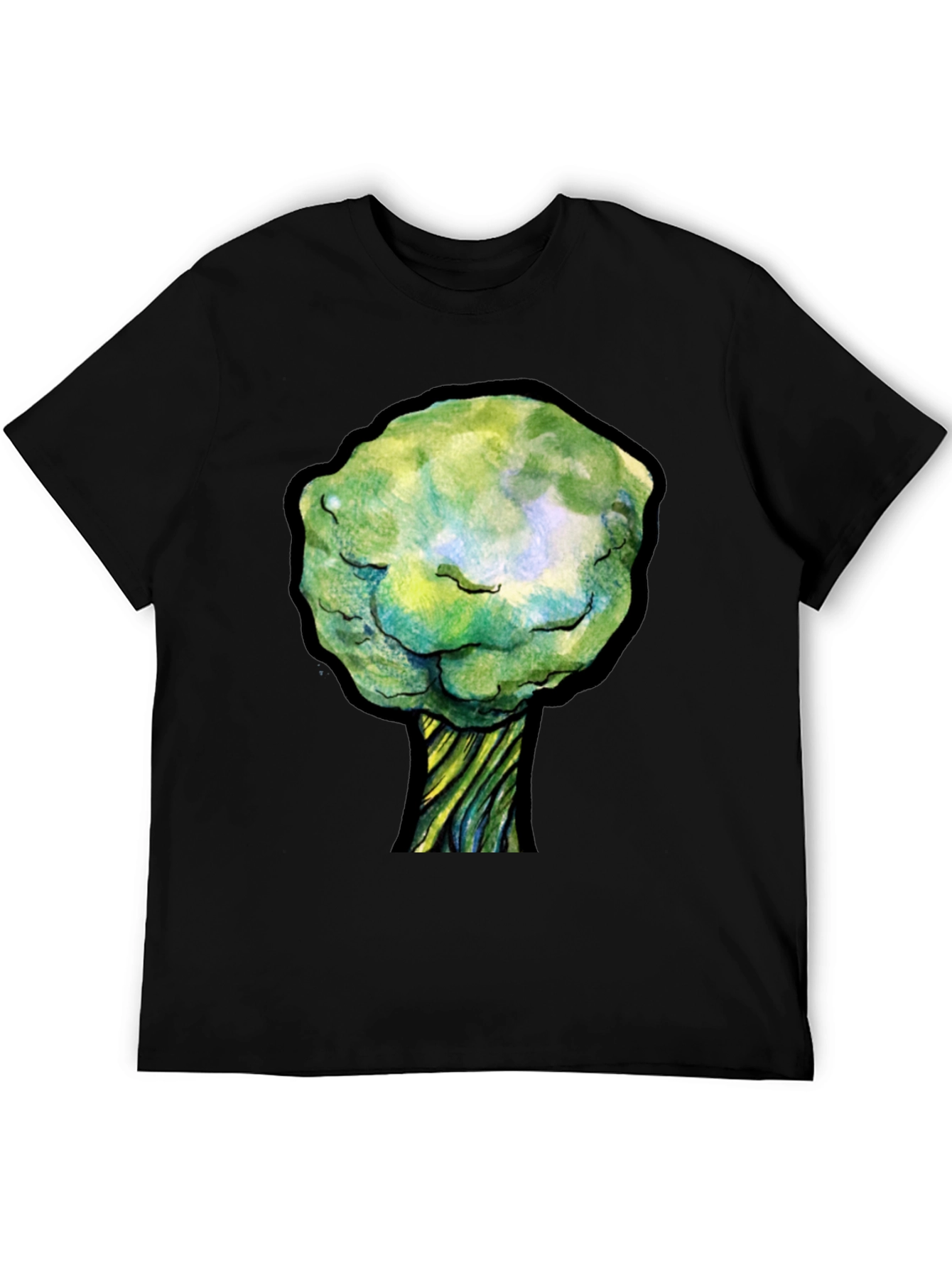 Unique Tree Graphic Black T-Shirt