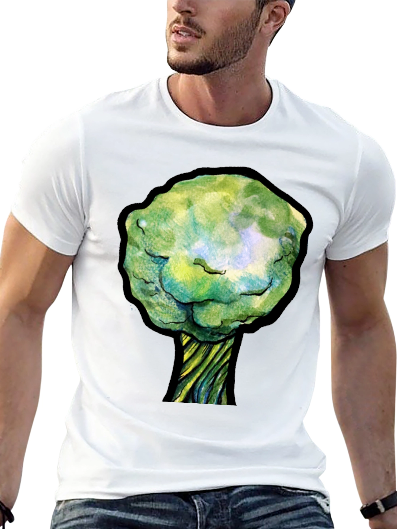 Unique Tree Graphic Black T-Shirt