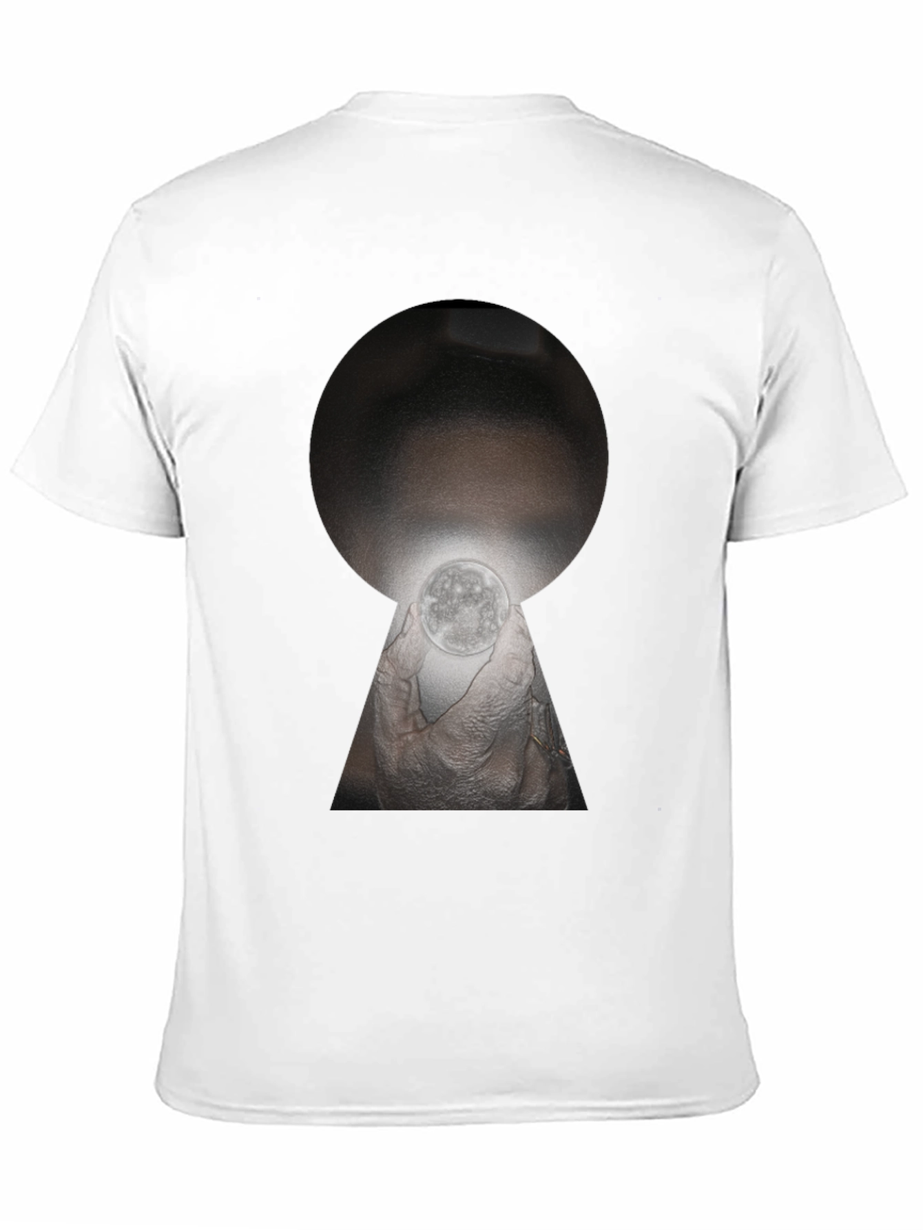 Unique Keyhole Moon Graphic T-Shirt