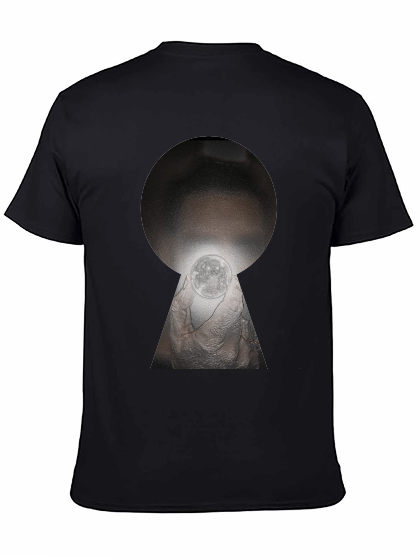 Unique Keyhole Moon Graphic T-Shirt