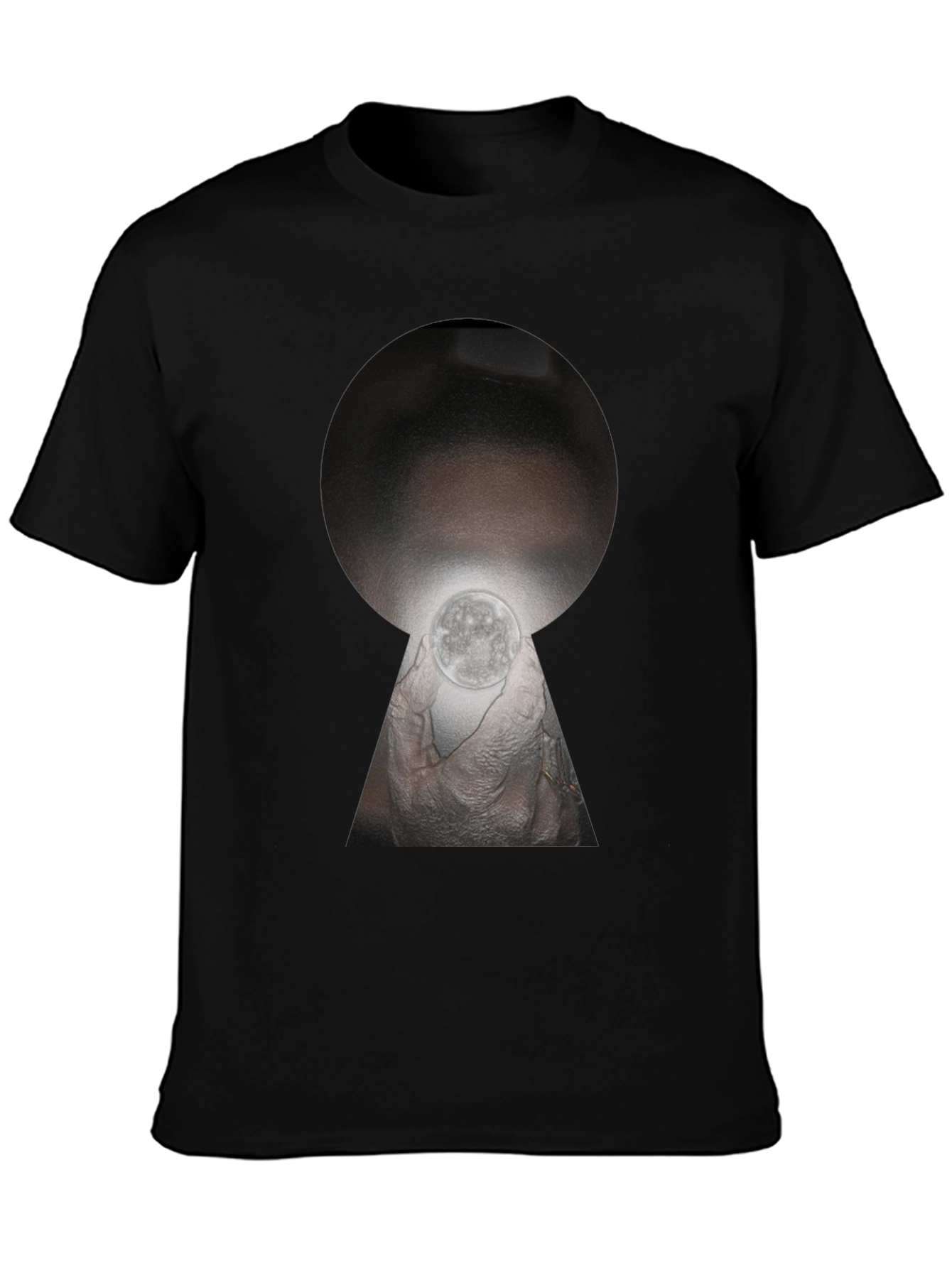 Unique Keyhole Moon Graphic T-Shirt