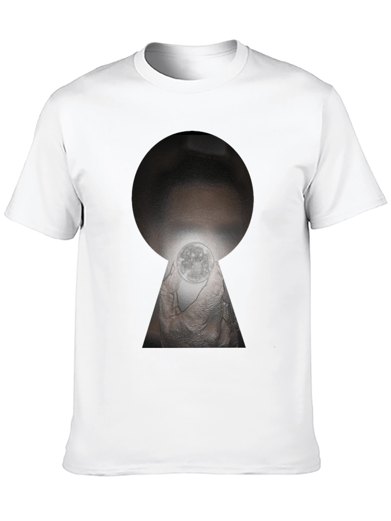 Unique Keyhole Moon Graphic T-Shirt