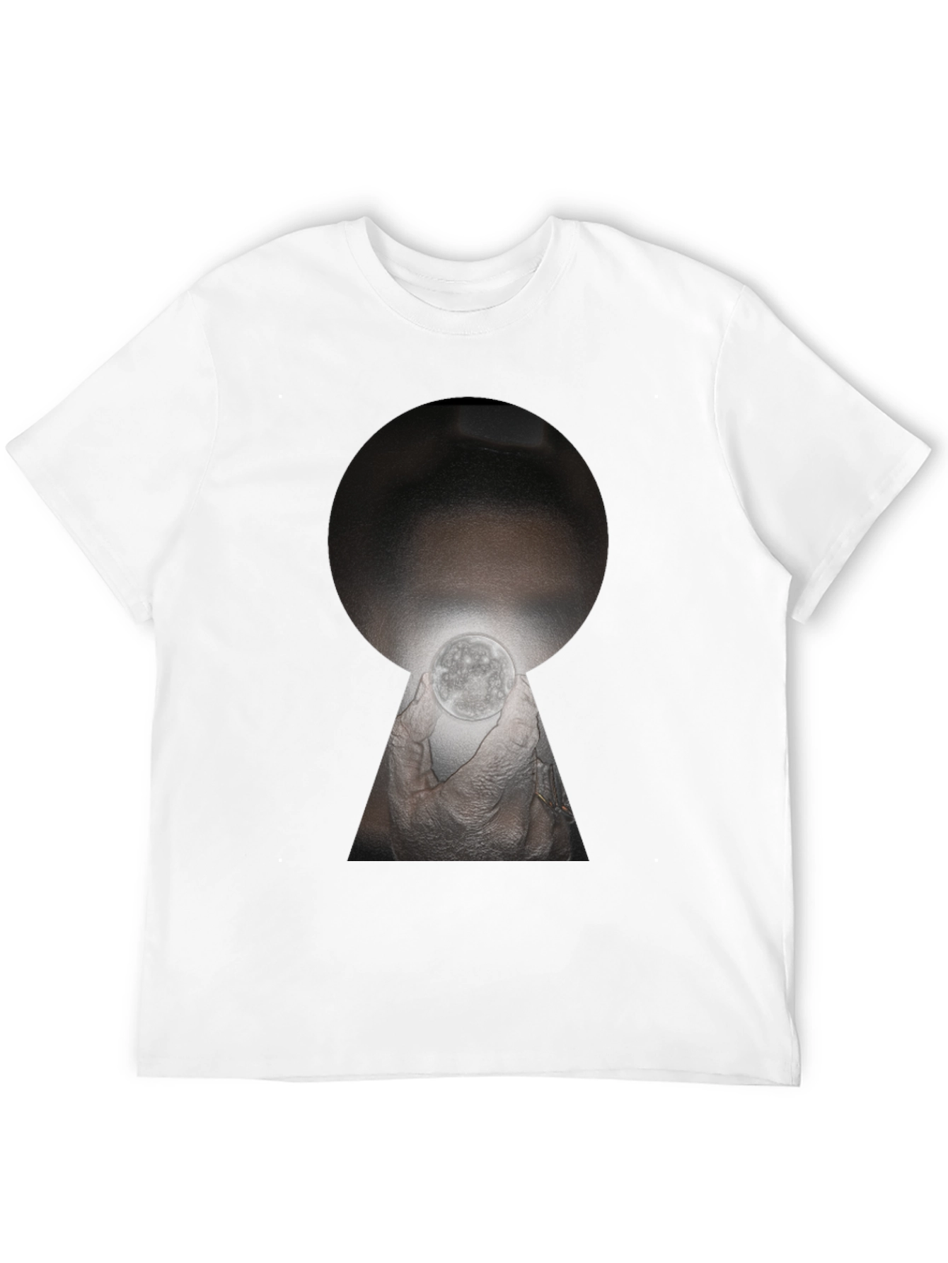 Unique Keyhole Moon Graphic T-Shirt