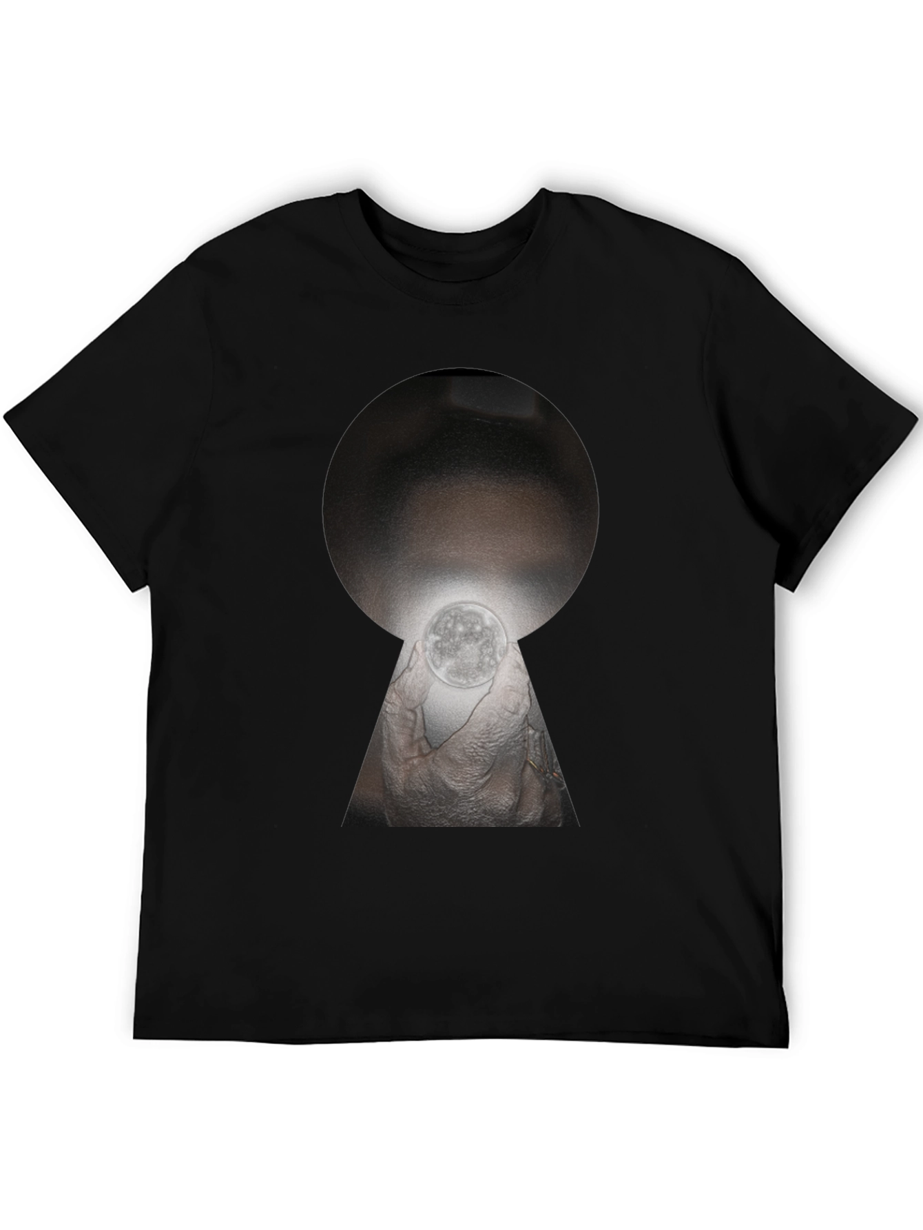 Unique Keyhole Moon Graphic T-Shirt