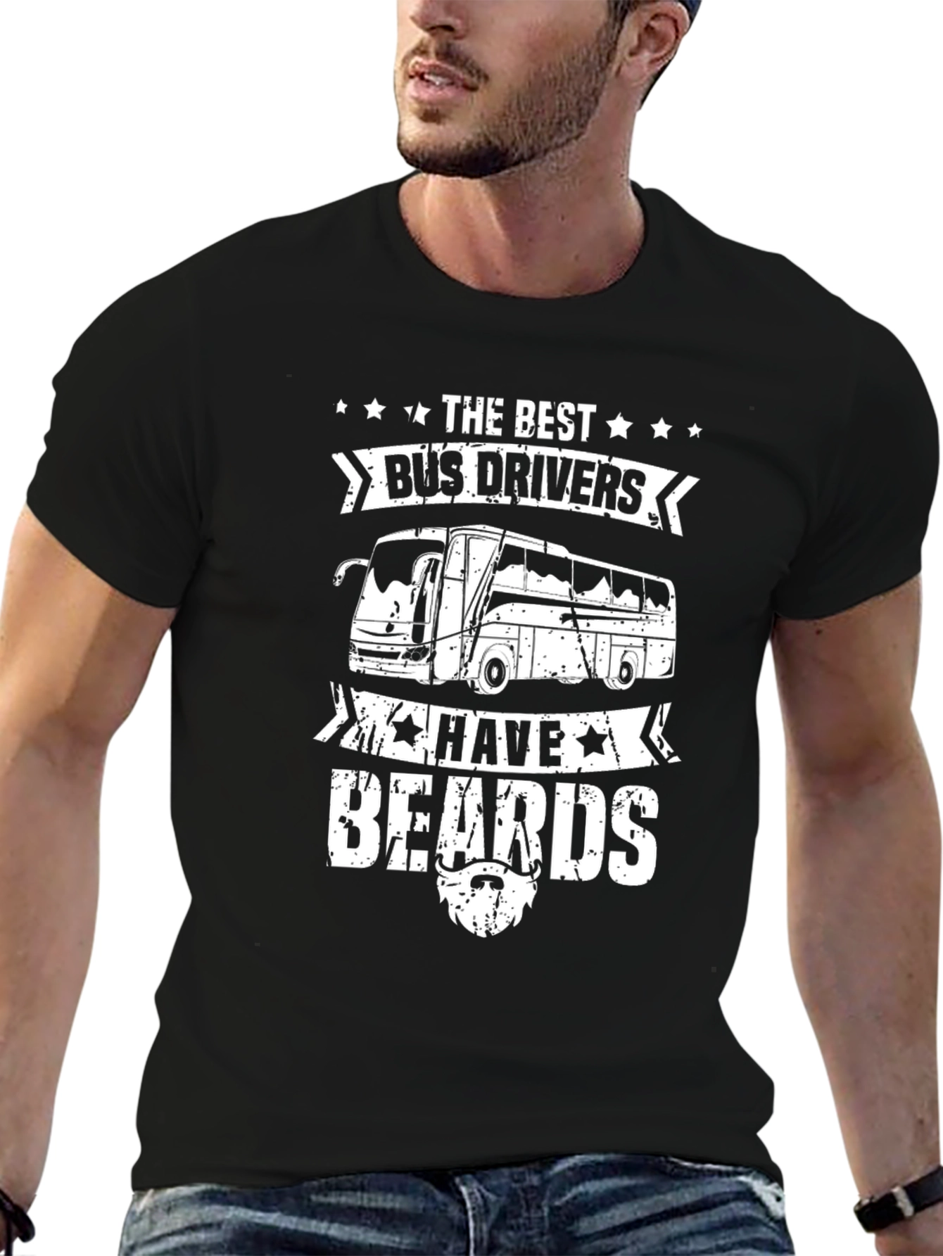 Bus Driver Beard T-Shirt - Novelty Graphic Tee