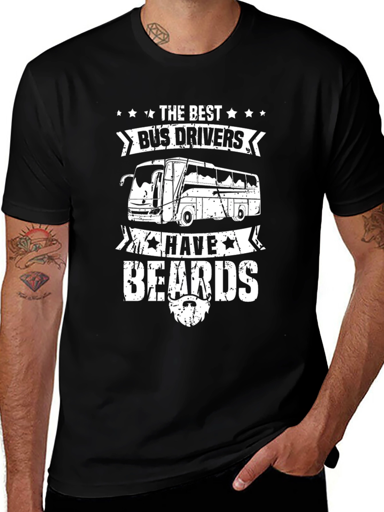 Bus Driver Beard T-Shirt - Novelty Graphic Tee