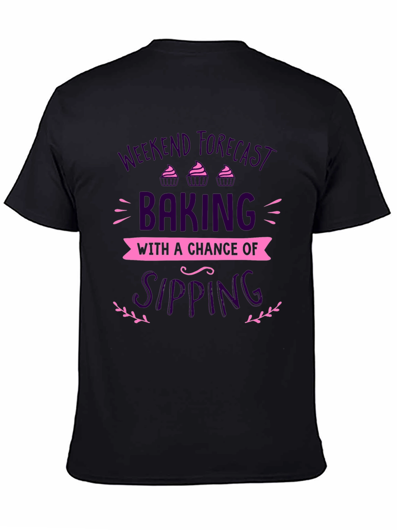 Weekend Baking & Sipping Black Graphic T-Shirt