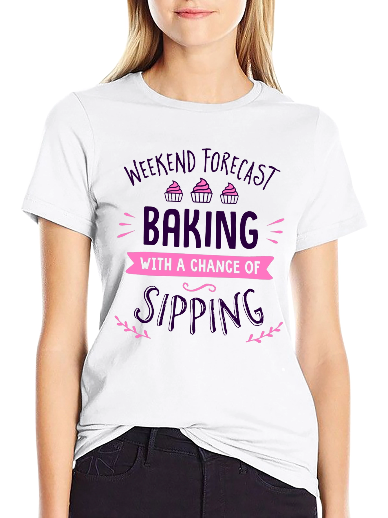 Weekend Baking & Sipping Black Graphic T-Shirt