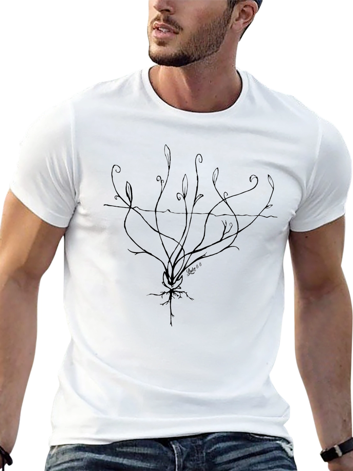 Abstract Roots Graphic Tee - Black Cotton Comfort