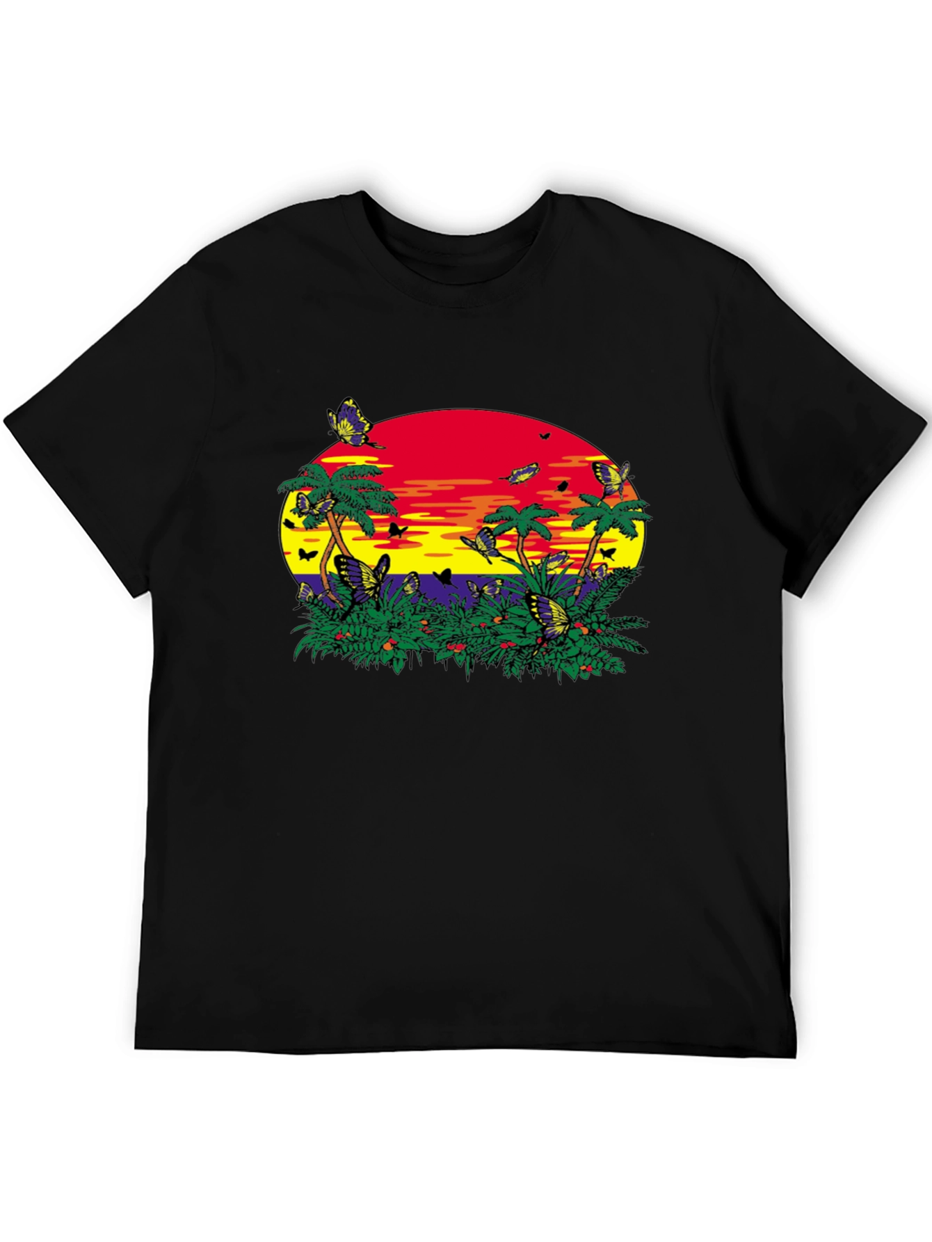 Tropical Butterfly Sunset Graphic Tee