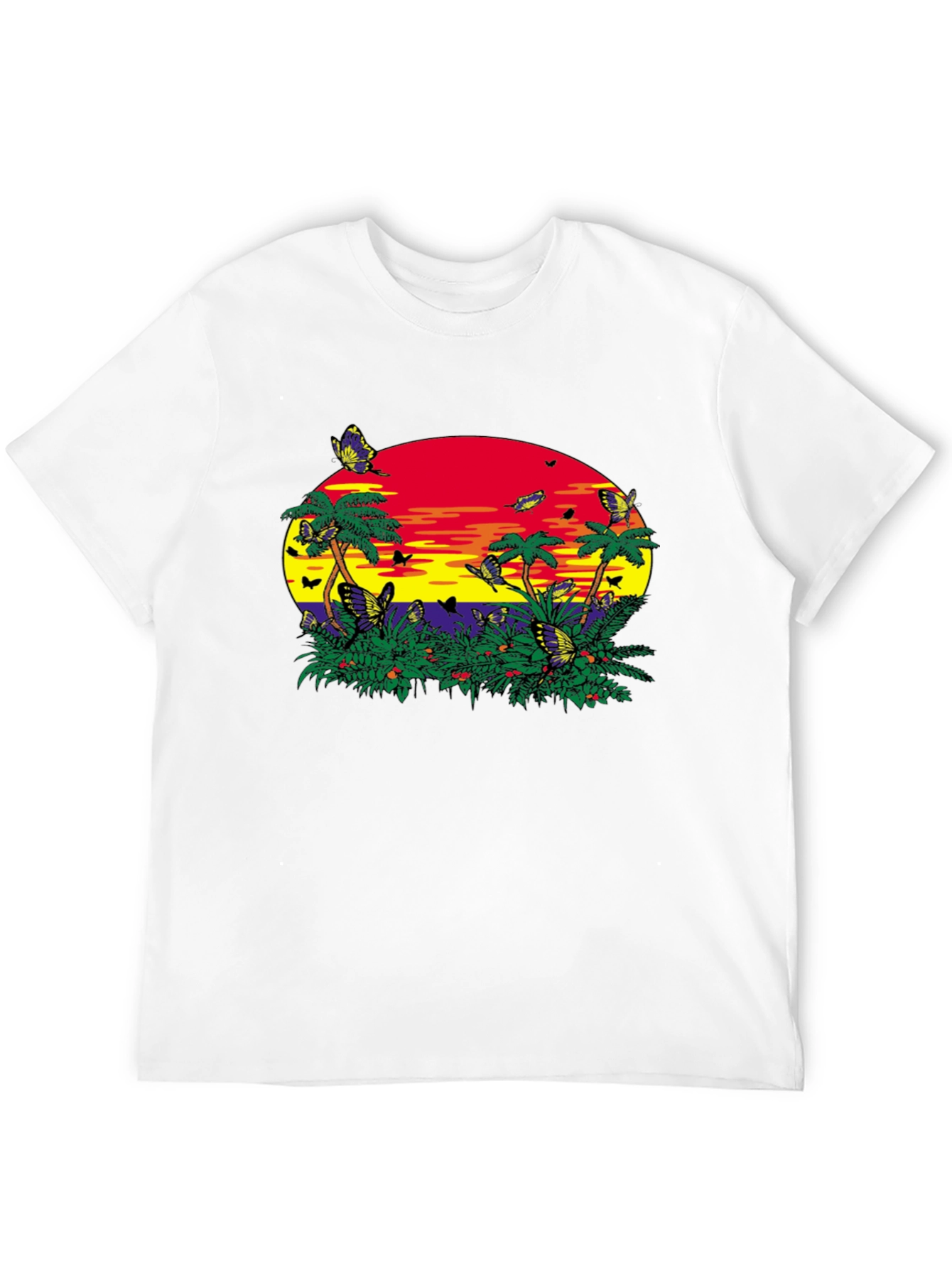 Tropical Butterfly Sunset Graphic Tee