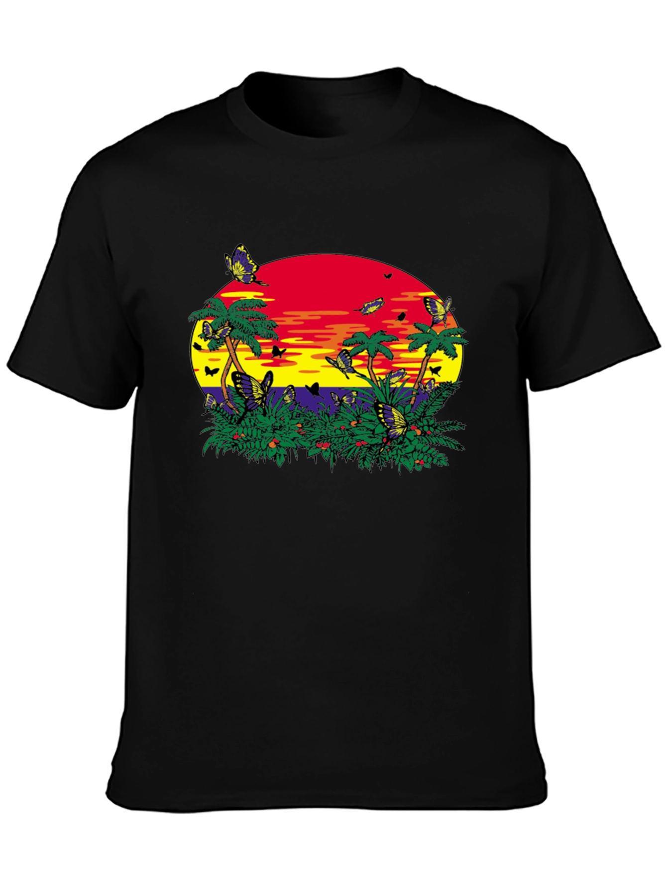 Tropical Butterfly Sunset Graphic Tee