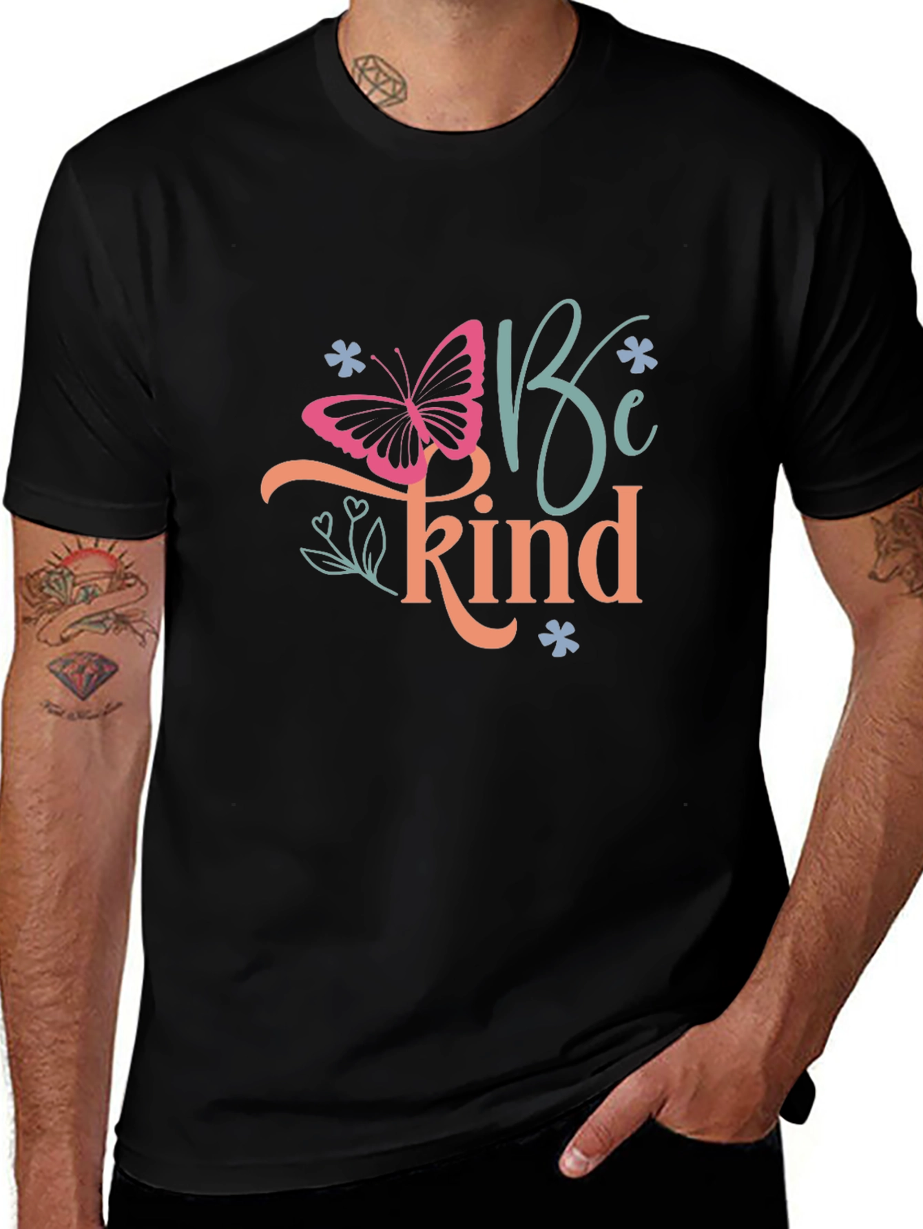 Be Kind Butterfly Graphic T-Shirt - Black