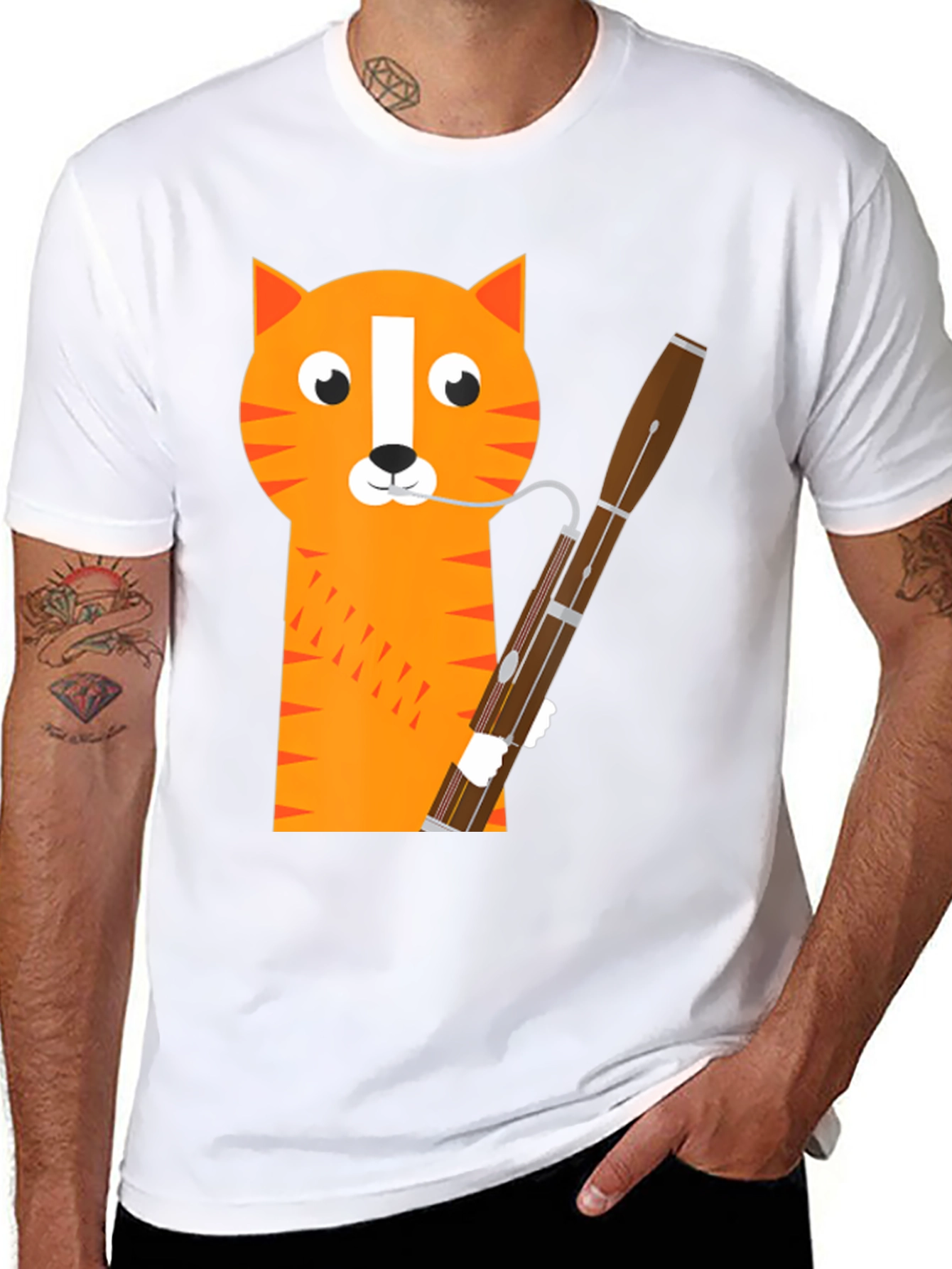 Cat Bassoon T-Shirt - Funny Musician Tee