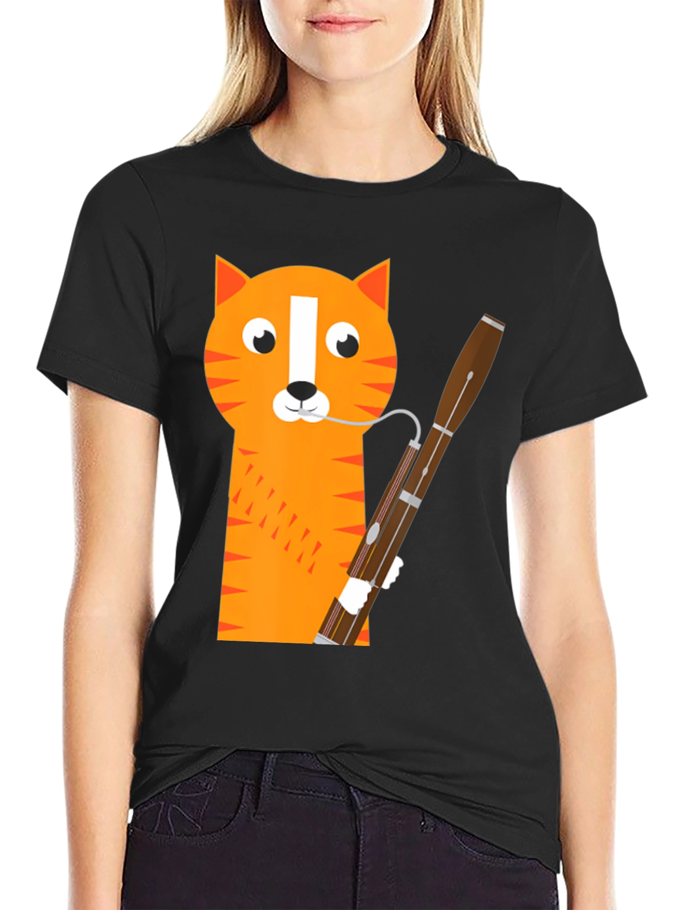 Cat Bassoon T-Shirt - Funny Musician Tee