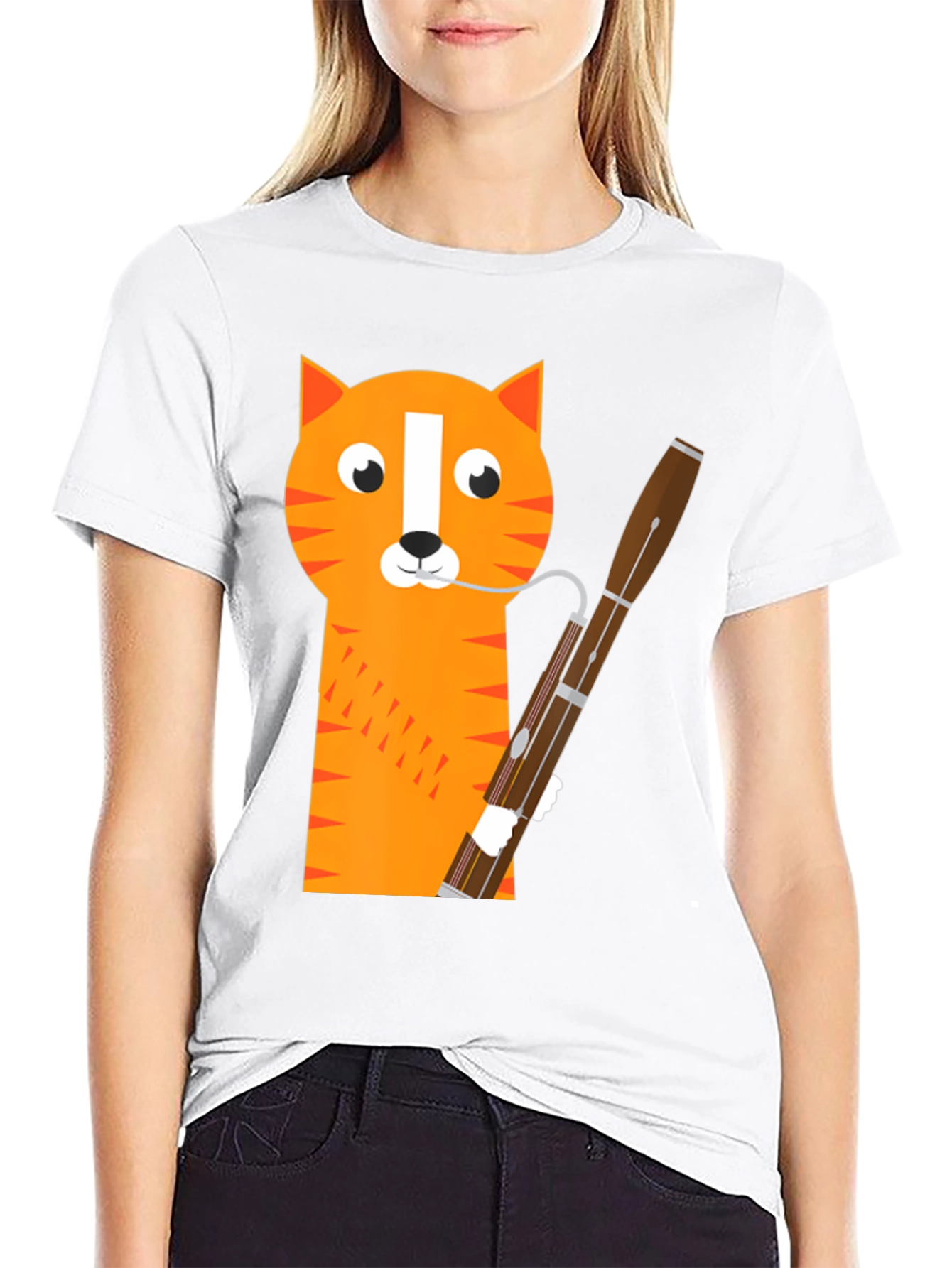 Cat Bassoon T-Shirt - Funny Musician Tee