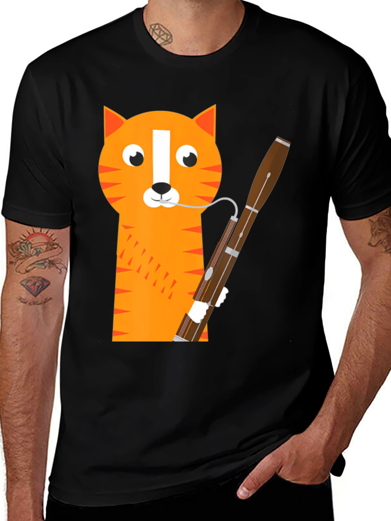 Cat Bassoon T-Shirt - Funny Musician Tee