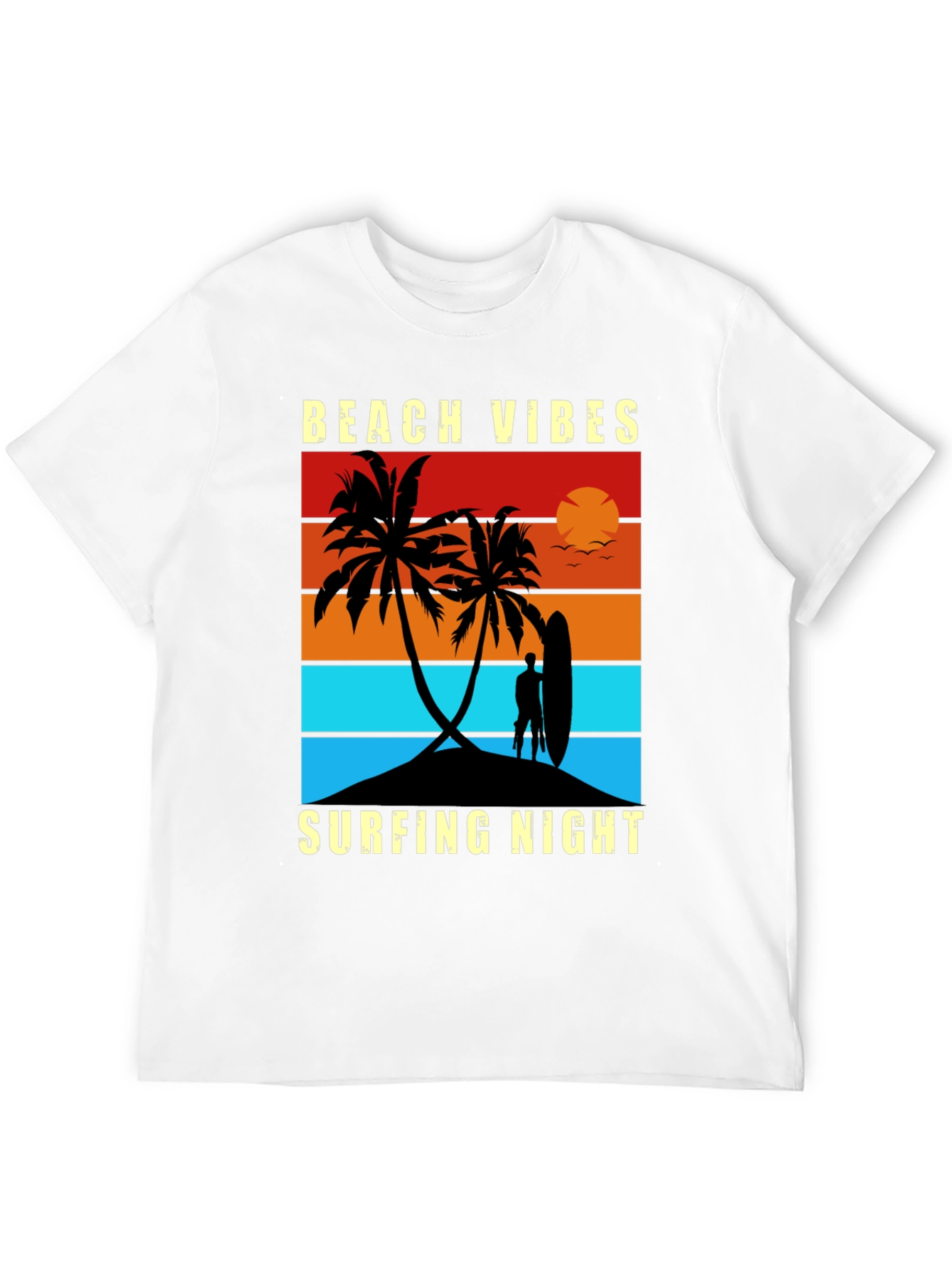 Beach Vibes Surfing Night Graphic Tee