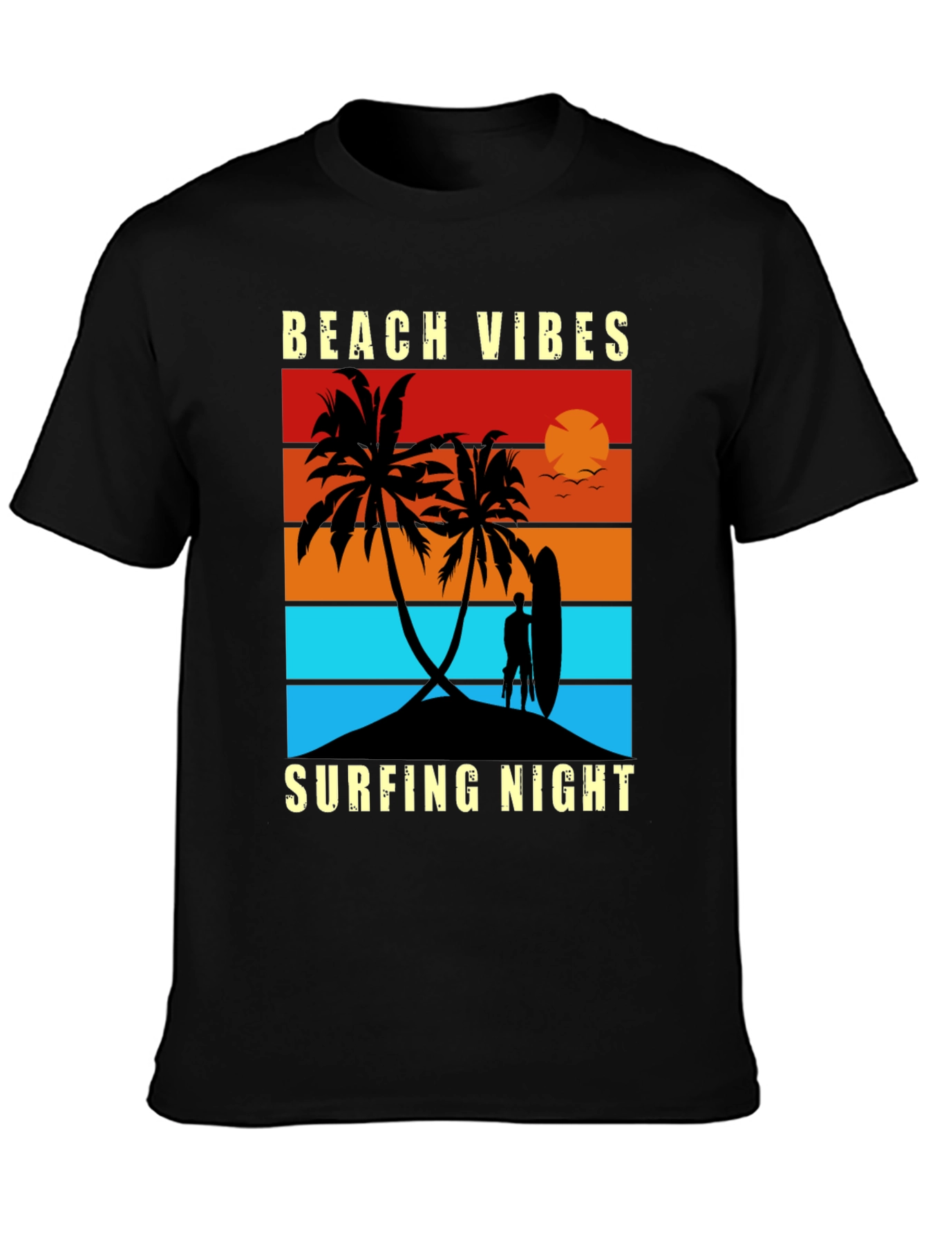 Beach Vibes Surfing Night Graphic Tee