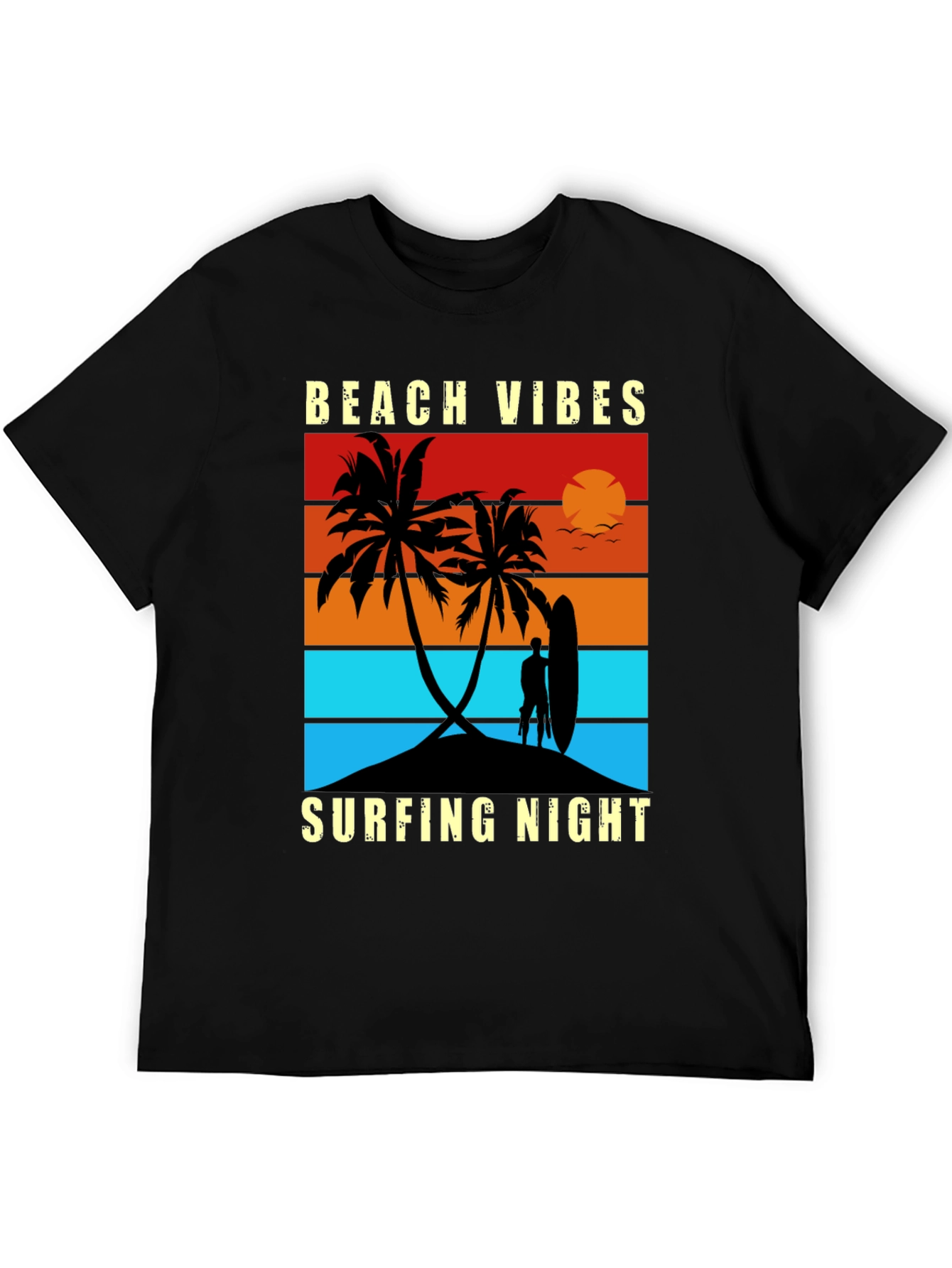 Beach Vibes Surfing Night Graphic Tee